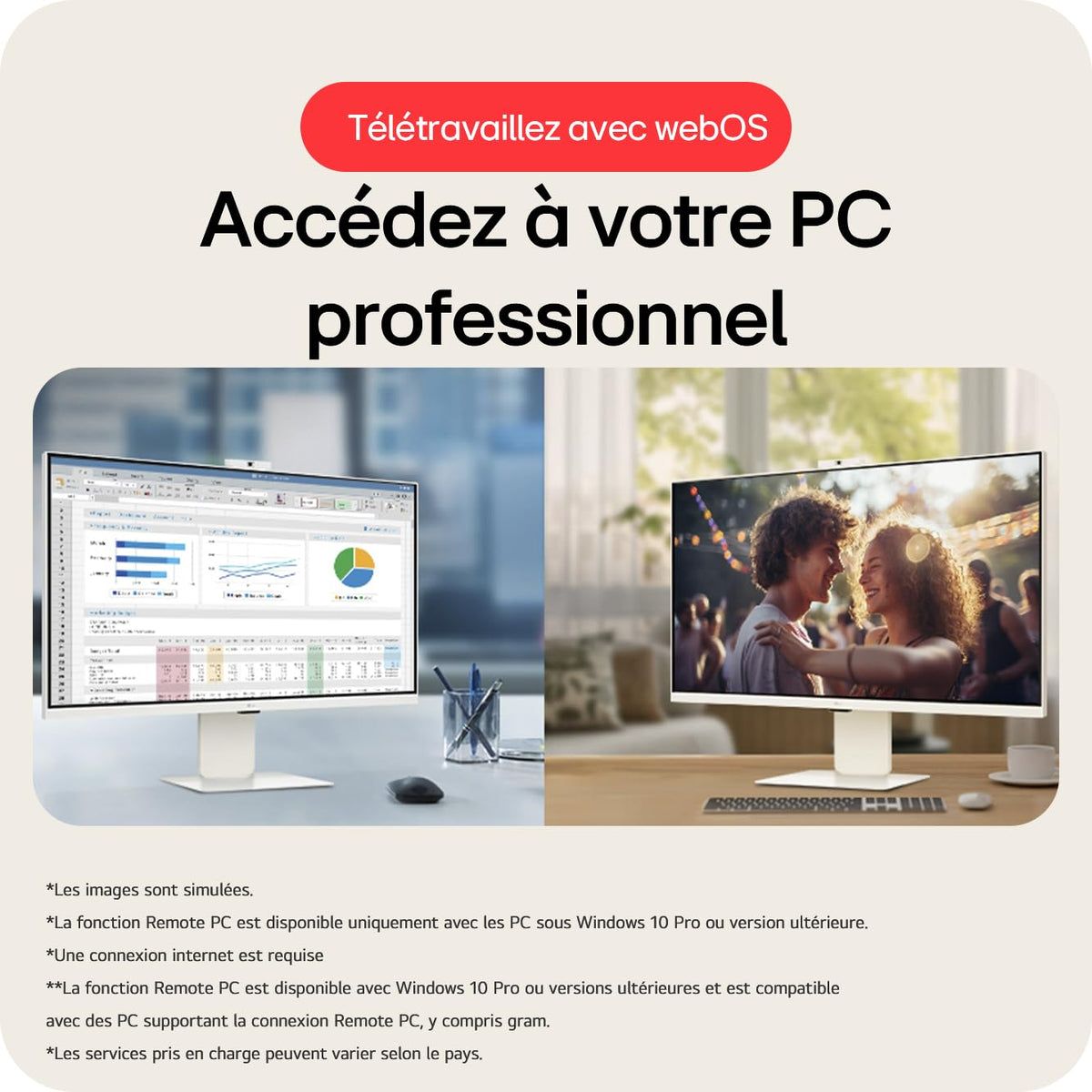 LG - Ecran LCD - 32p - 3840x2160 4K 60 Hz - IPS - 5 ms - Inclinable - Hauteur réglable - Pivotant - Garantie 3 ans