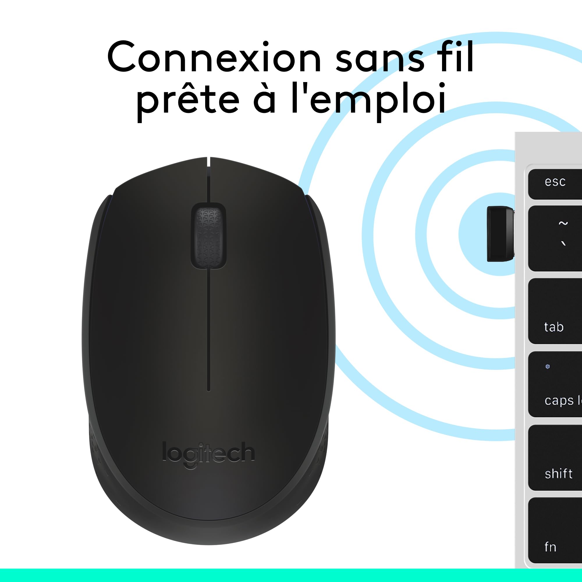 LOGITECH M171 Mouse right and left-handed wireless 2.4 GHz USB wireless receiver black