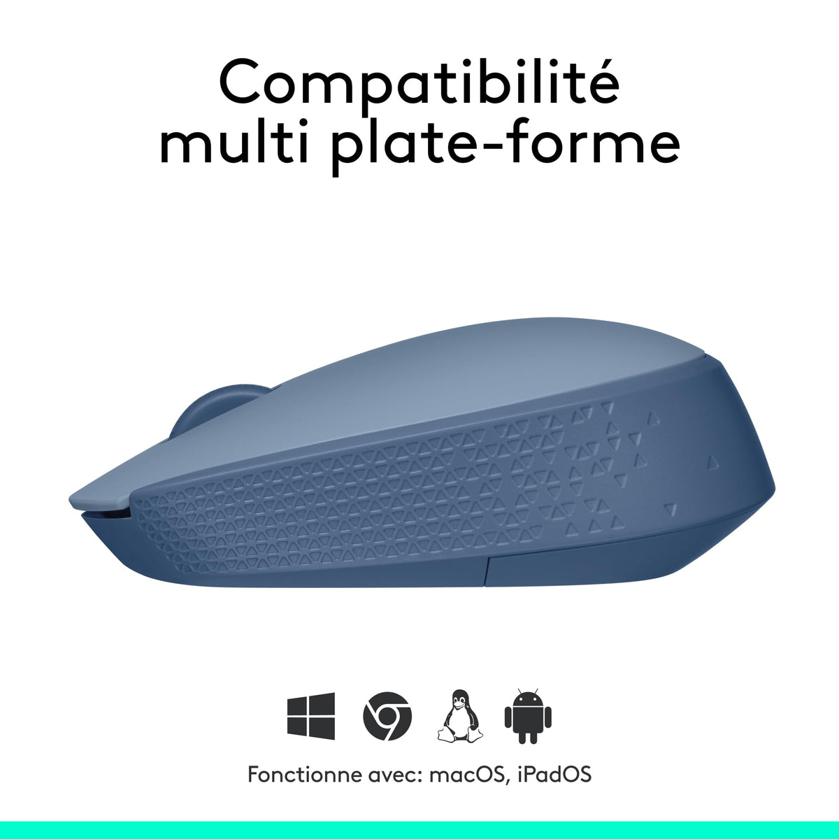 LOGITECH M171 Mouse right and left-handed optical 3 buttons wireless 2.4 GHz USB wireless receiver blue/grey