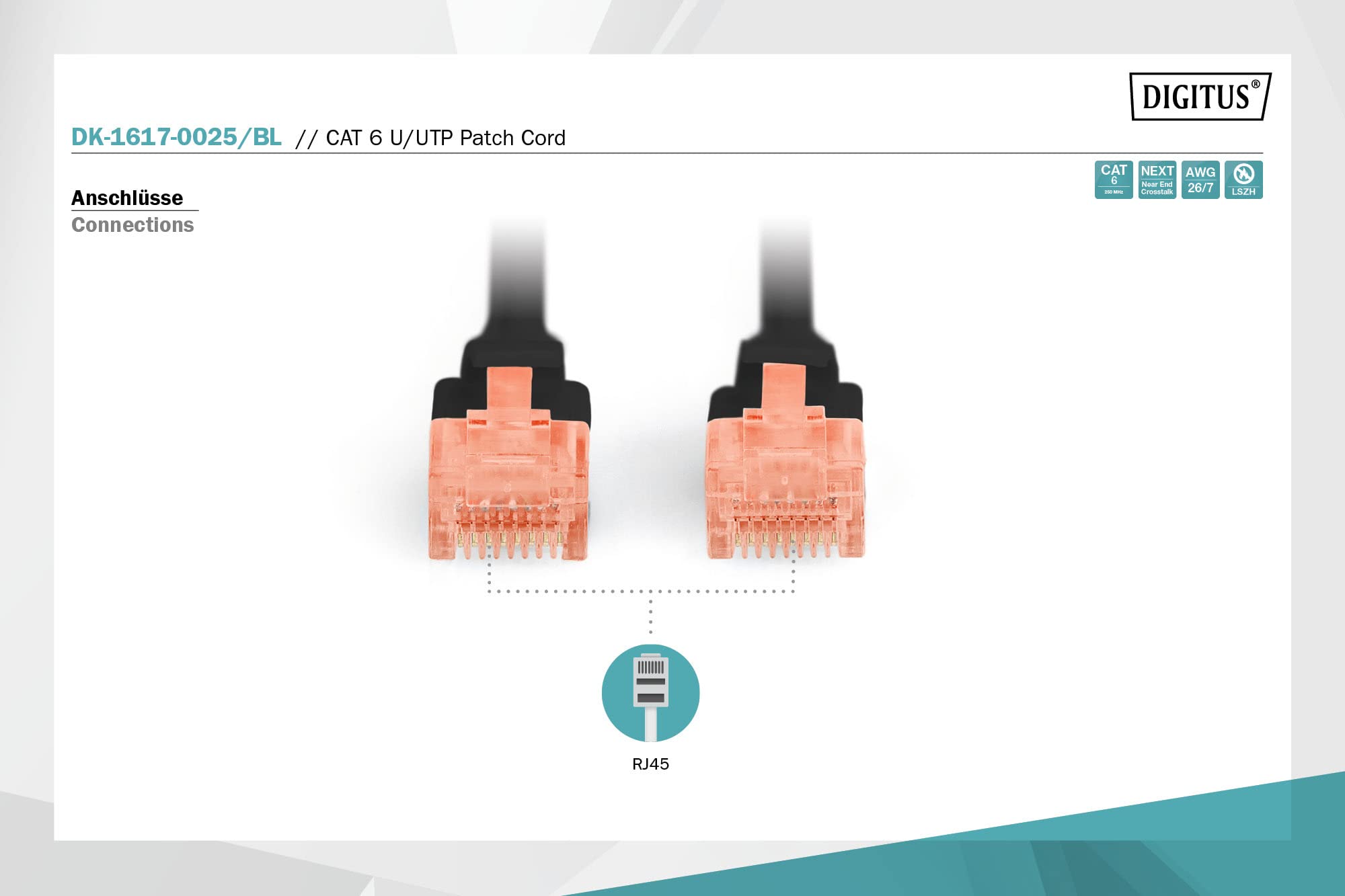 Digitus DK-1617-0025/BL câble de réseau Noir 0,25 m Cat6 U/UTP (UTP)