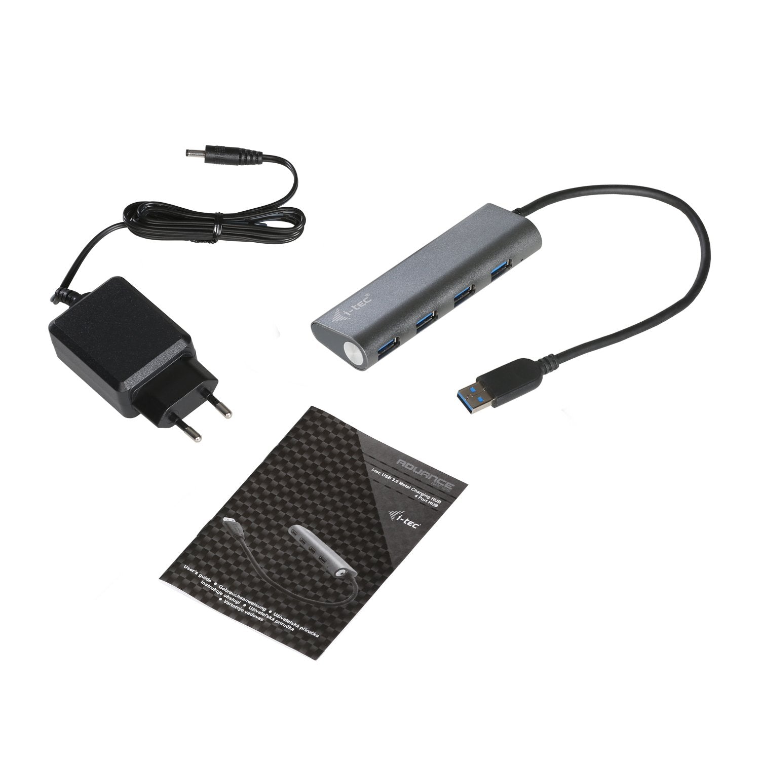 I-TEC USB 3.0 Metal Charging HUB 4 Port with power adaptor 4xUSB charging port. For Tablets Notebooks Ultrabooks PC