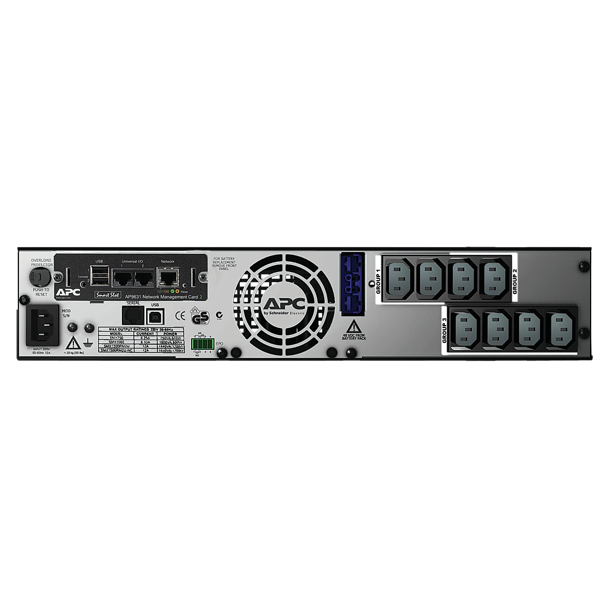 APC Smart-UPS X 1500 Rack/Tower LCD UPS Rack AC 230V 1200Watt 1500VA Ethernet RS-232 USB output connectors 8 2U Black