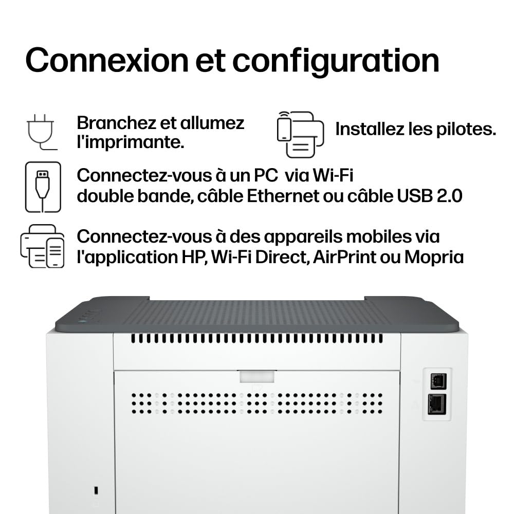 HP LaserJet M209dw Printer Mono B/W Duplex laser A4 600x600dpi 29ppm capacity: 150 sheets USB 2.0 LAN Wi-Fi Bluetooth LE