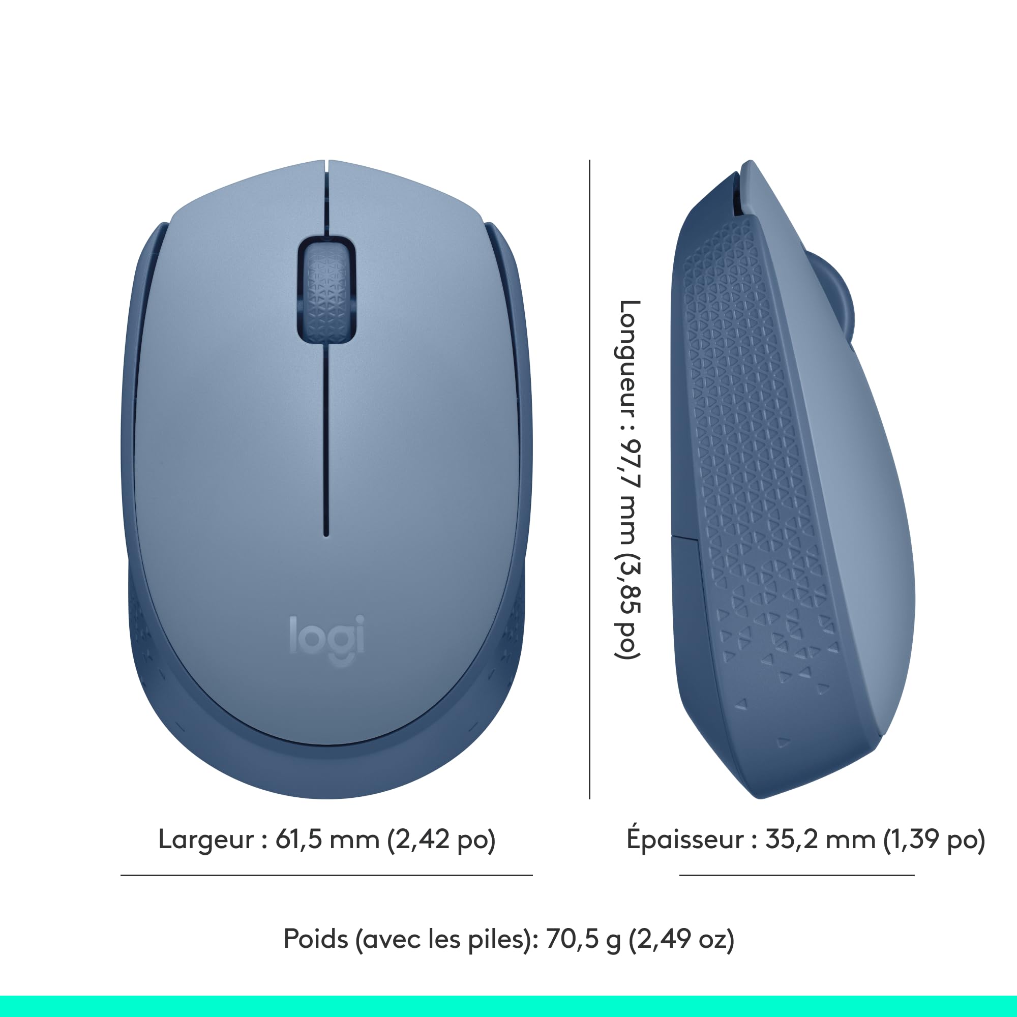 LOGITECH M171 Mouse right and left-handed optical 3 buttons wireless 2.4 GHz USB wireless receiver blue/grey