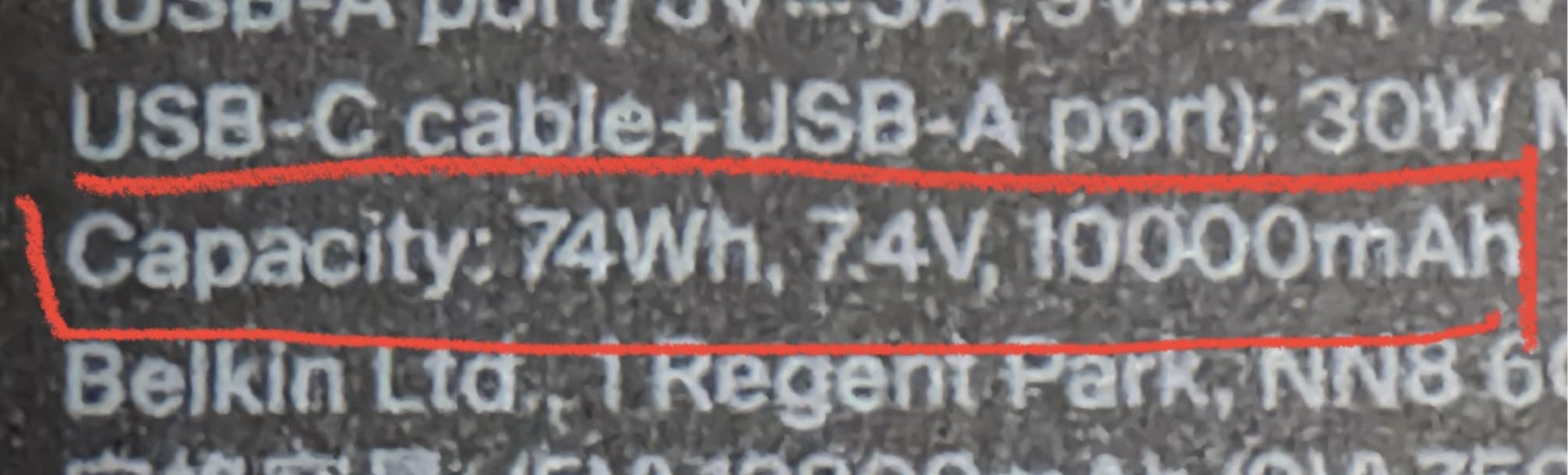 BELKIN 20k PD30w Integrated USB-C Cable Power Bank Blue