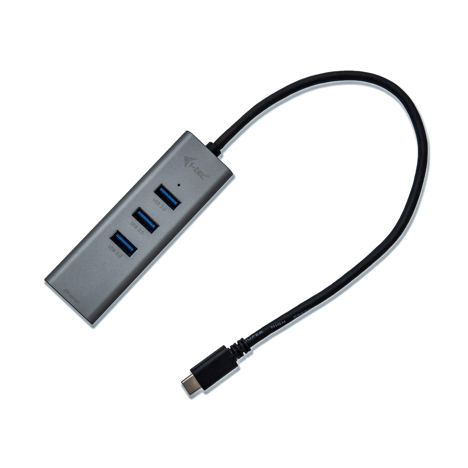 I-TEC USB-C Metal 3-Port HUB with Gigabit Ethernet Adapter 1xUSB-C to RJ-45 3xUSB 3.0 Port LED-Anzeige compatible with TB 3