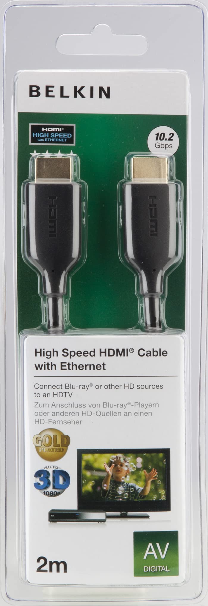 BELKIN HDMI Cable High Speed with Ethernet 2m - Gold Connector