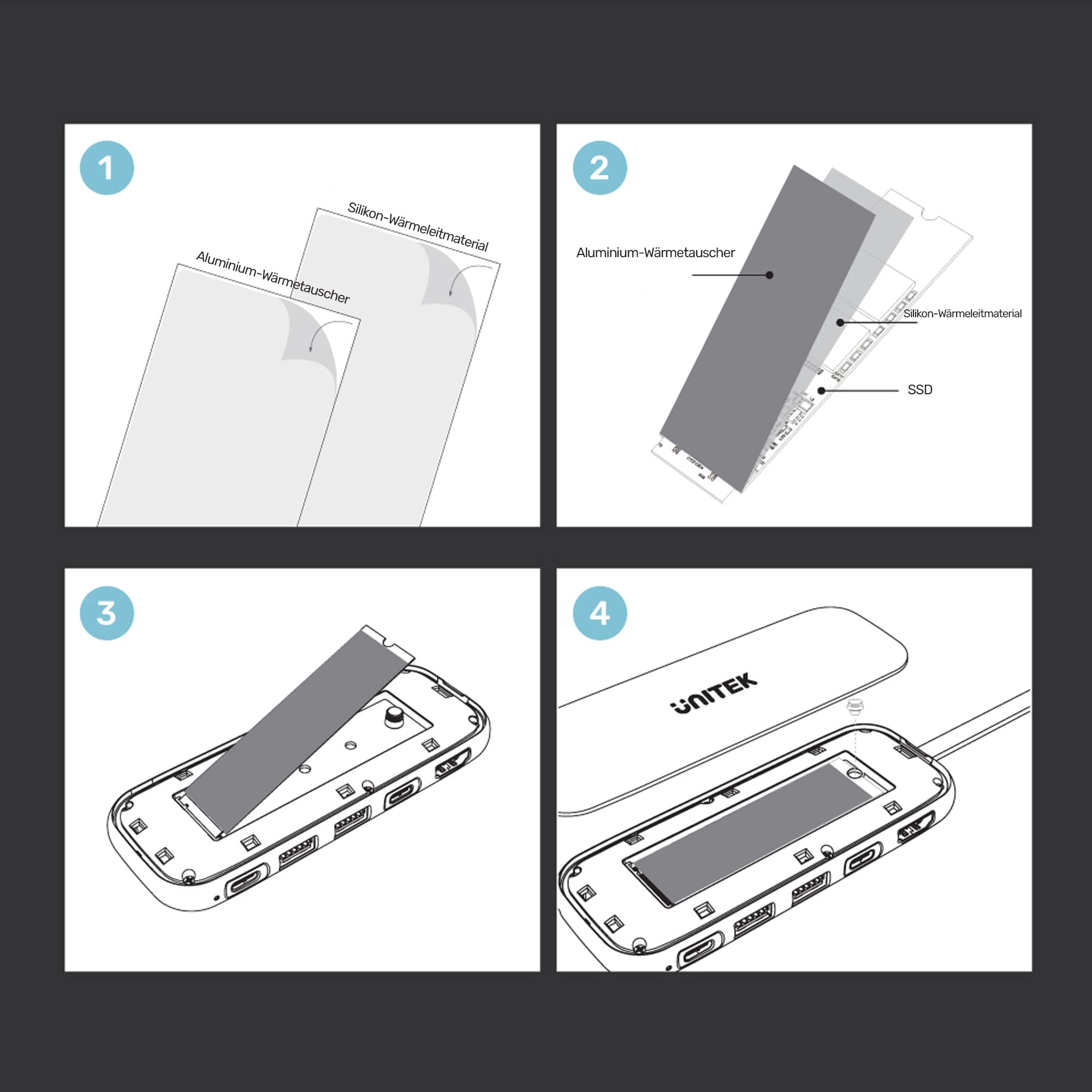 Boîtier SSD M.2  NVMe Docking HDMI + 2xUSB-A + PD100W