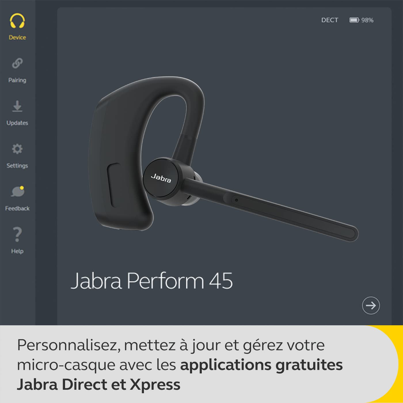 Jabra Perform 45 Casque Crochets auriculaires USB Type-C Bluetooth Noir