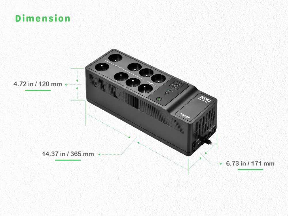 APC Back-UPS UPS wall mountable / surface mountable AC 230V 300Watt 500VA output connectors 8
