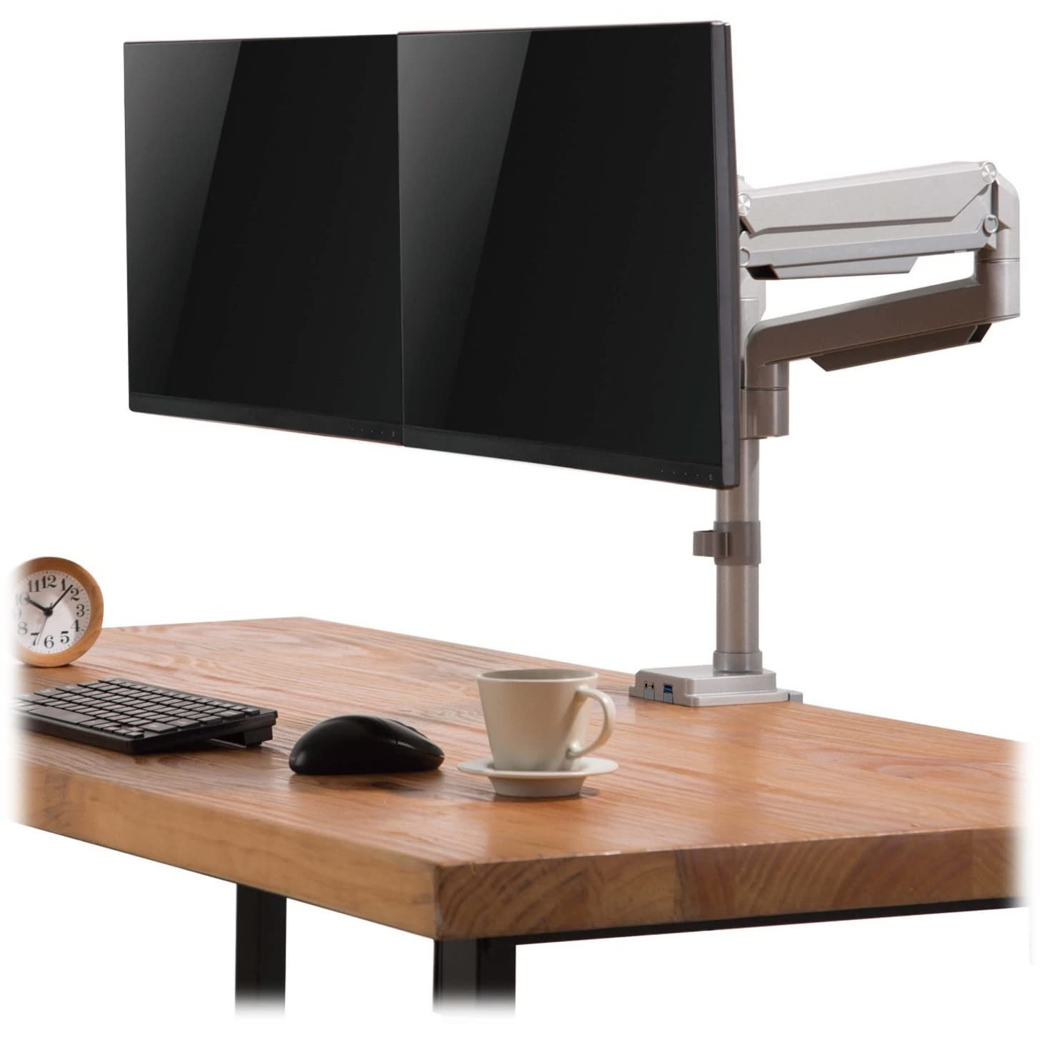EATON TRIPPLITE Dual-Display Flex-Arm Mount for 13p to 34p Monitors - Clamp or Grommet USB Audio Ports