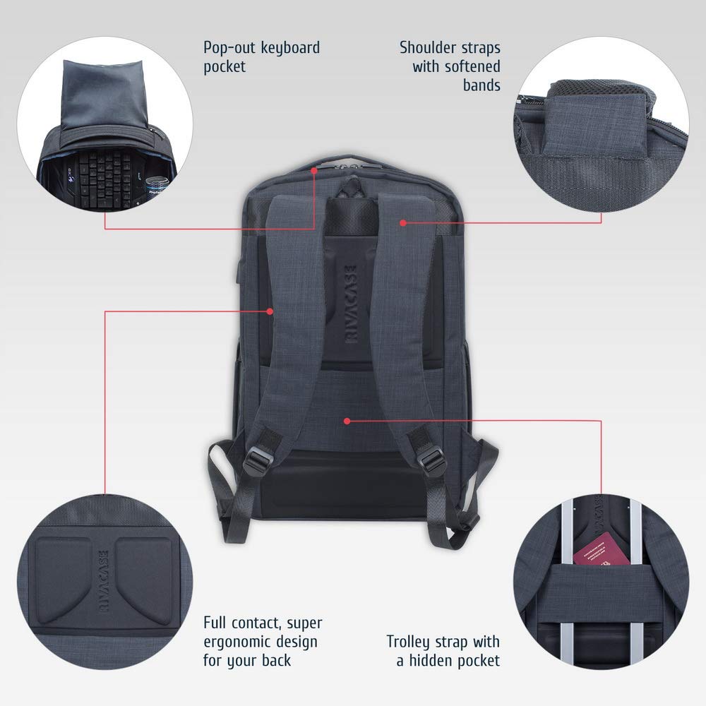 Sac à dos business  17,3", Port USB-A, Polyester ECO noir ch