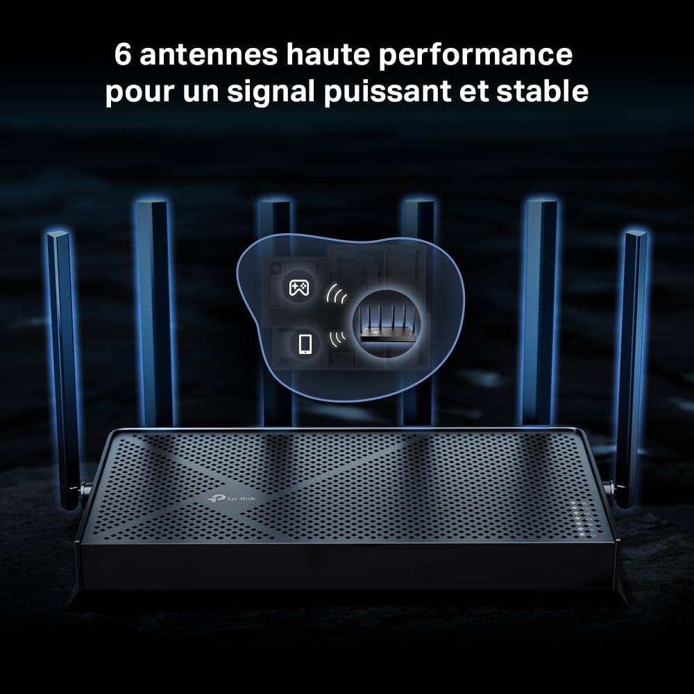 TP-LINK BE6500 Dual-Band Wi-Fi 7 Router 688Mbps at 2.4GHz + 5764Mbps at 5GHz 6xAntennas 2.0 GHz Quad-Core CPU 1x2.5Gbps WAN port