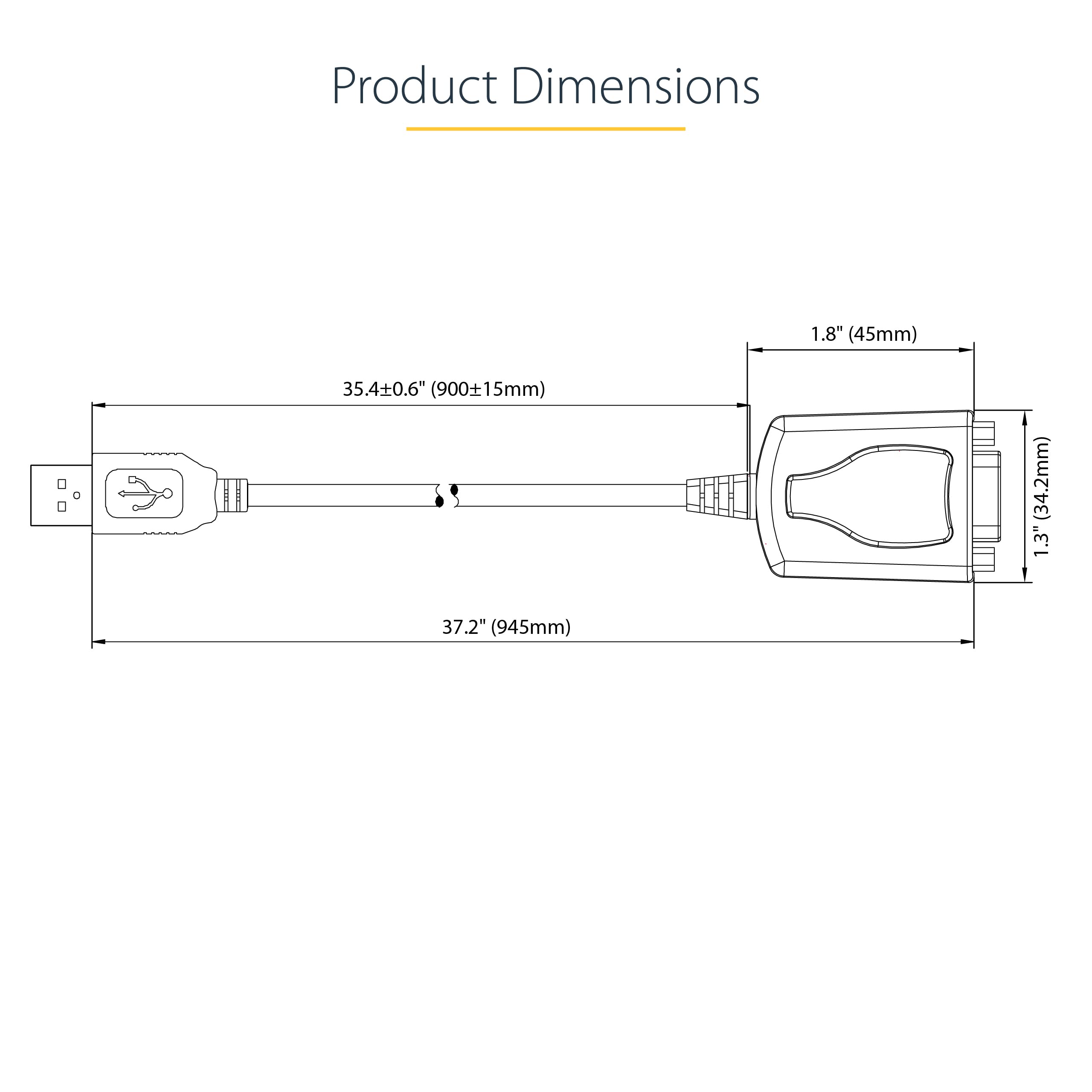 3ft USB to Serial Cable/RS232 Adapter