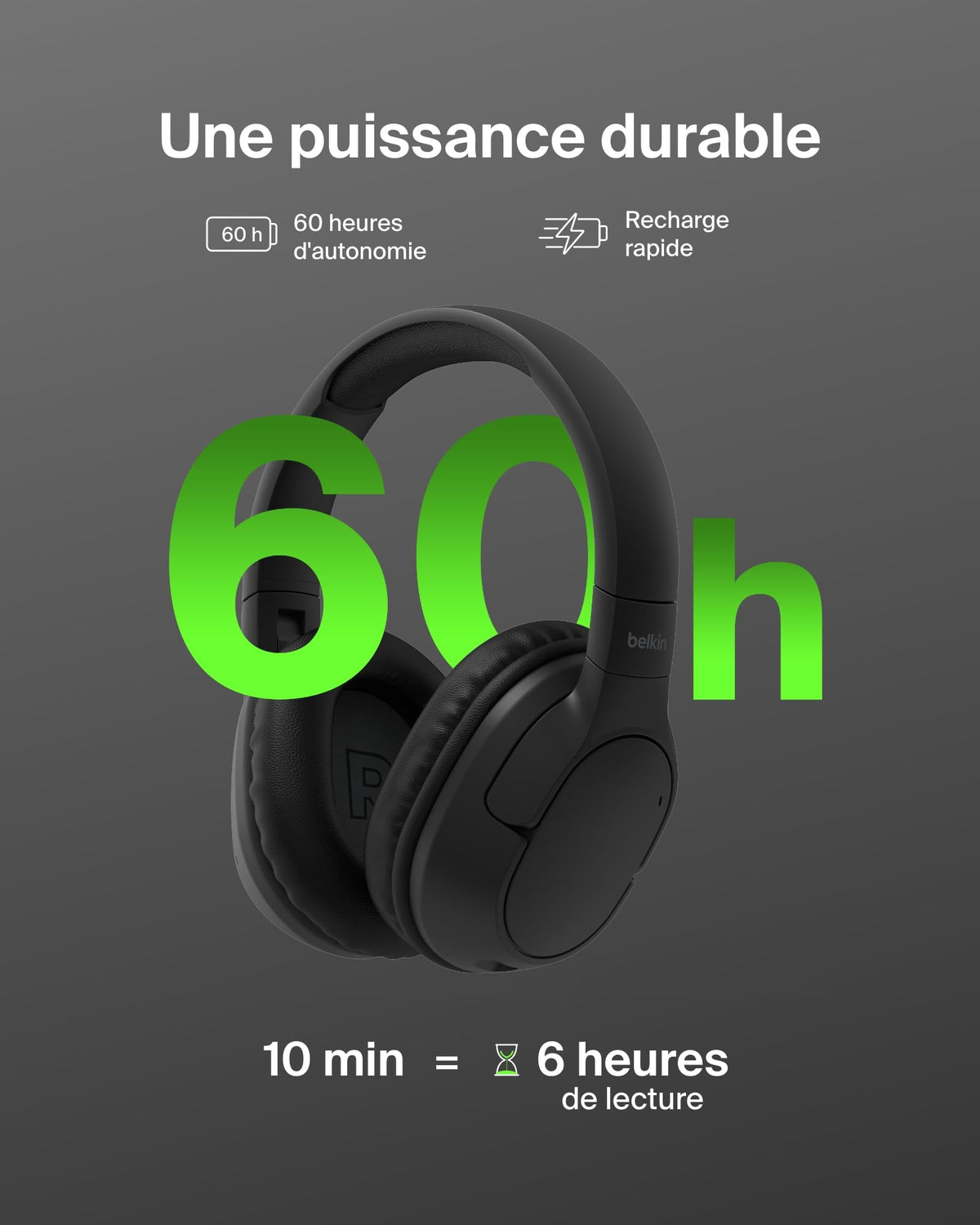 BELKIN SOUNDFORM SURROUND WIRELESS HEADPHONES BLACK
