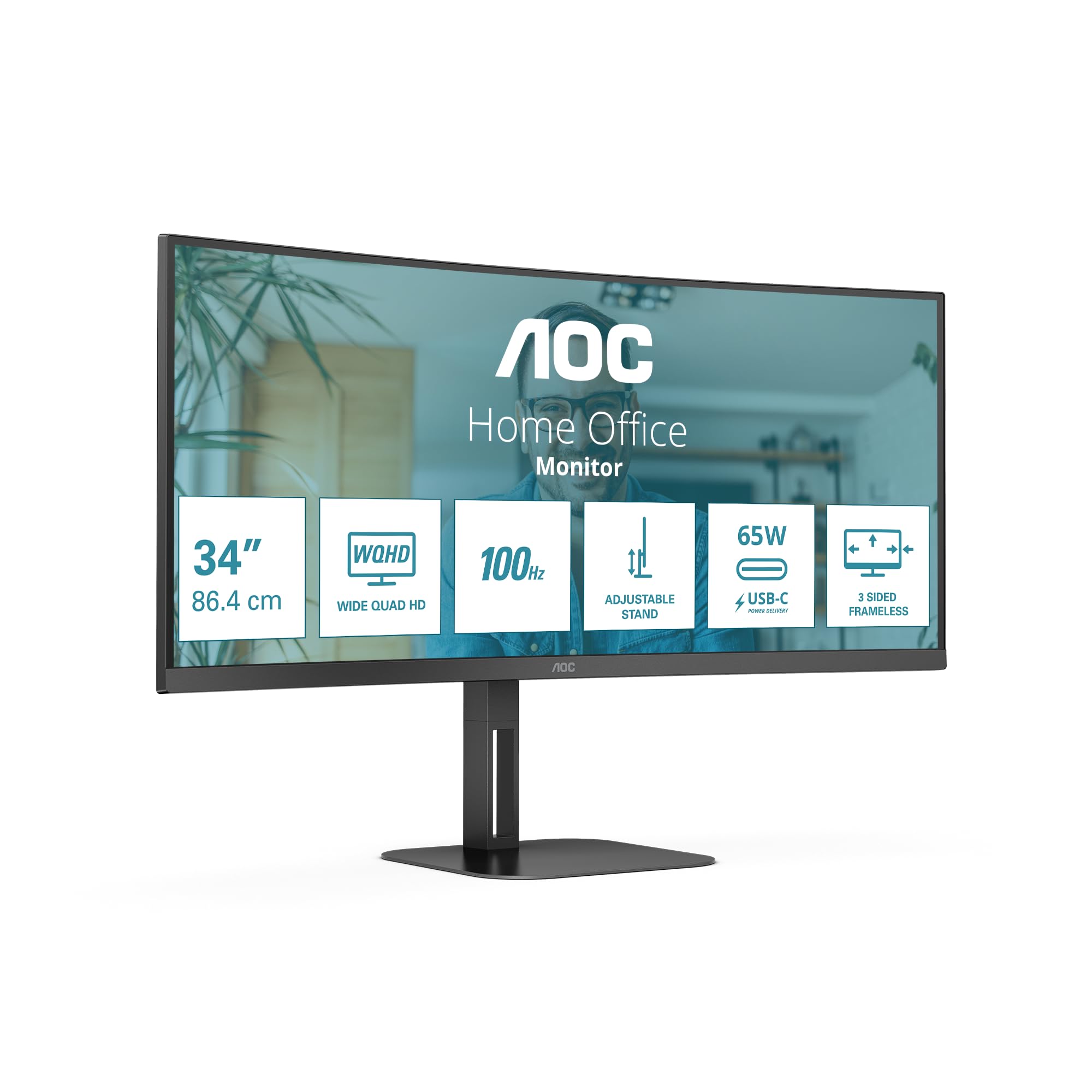 CU34V5C/BK 34"3440x1440 VA USBC HDMI DP