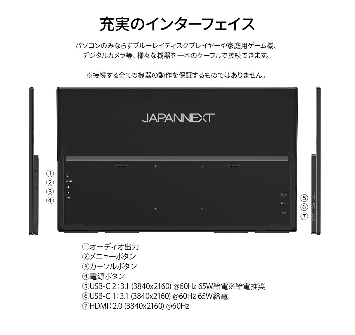 JAPANNEXT JNMDIPS238UC6 Ecran LED 23,8 UHD (3840x2160) à 60Hz  IPS  250 cd/m