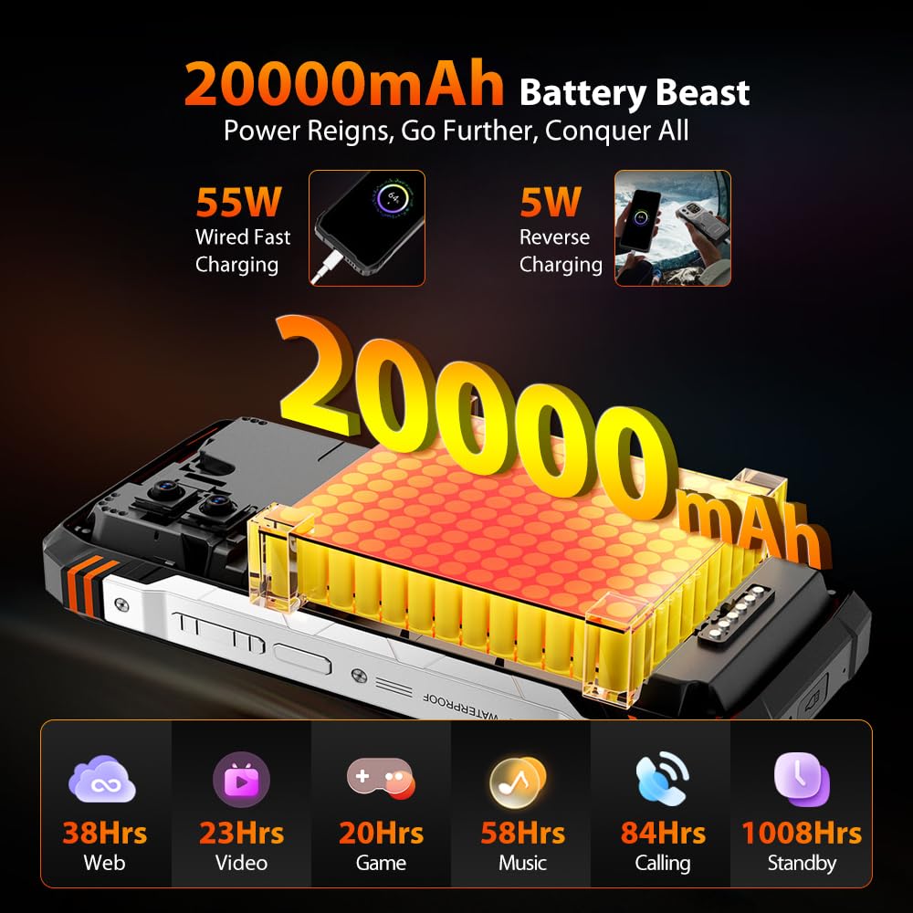 Blackview Xplore 1 Pro (NFC - Caméra à image thermique - 6.78'' - 256 Go, 12 Go RAM - 20000mAh) Orange