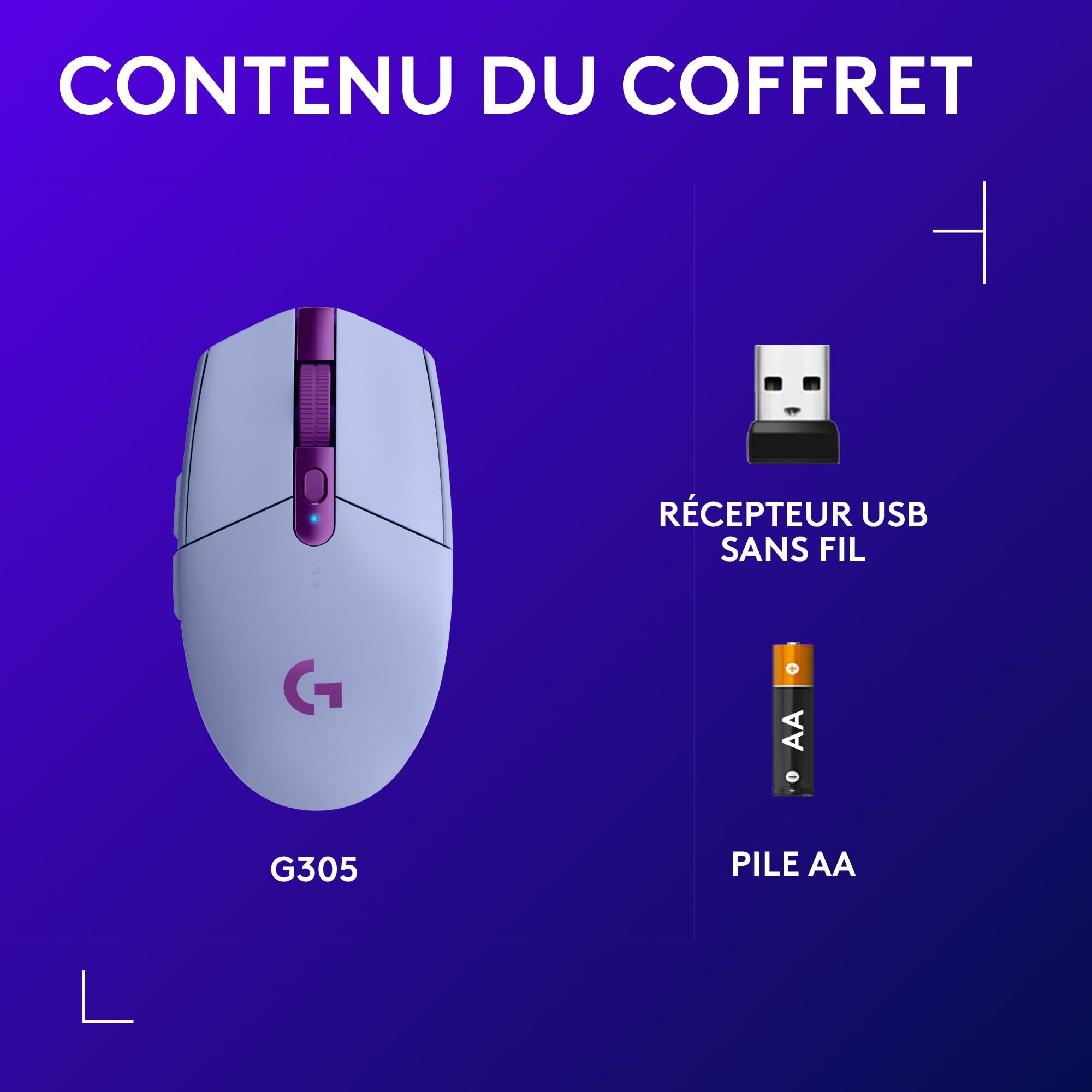 LOGITECH G305 LIGHTSPEED Wireless Gaming Mouse - LILAC - EWR2