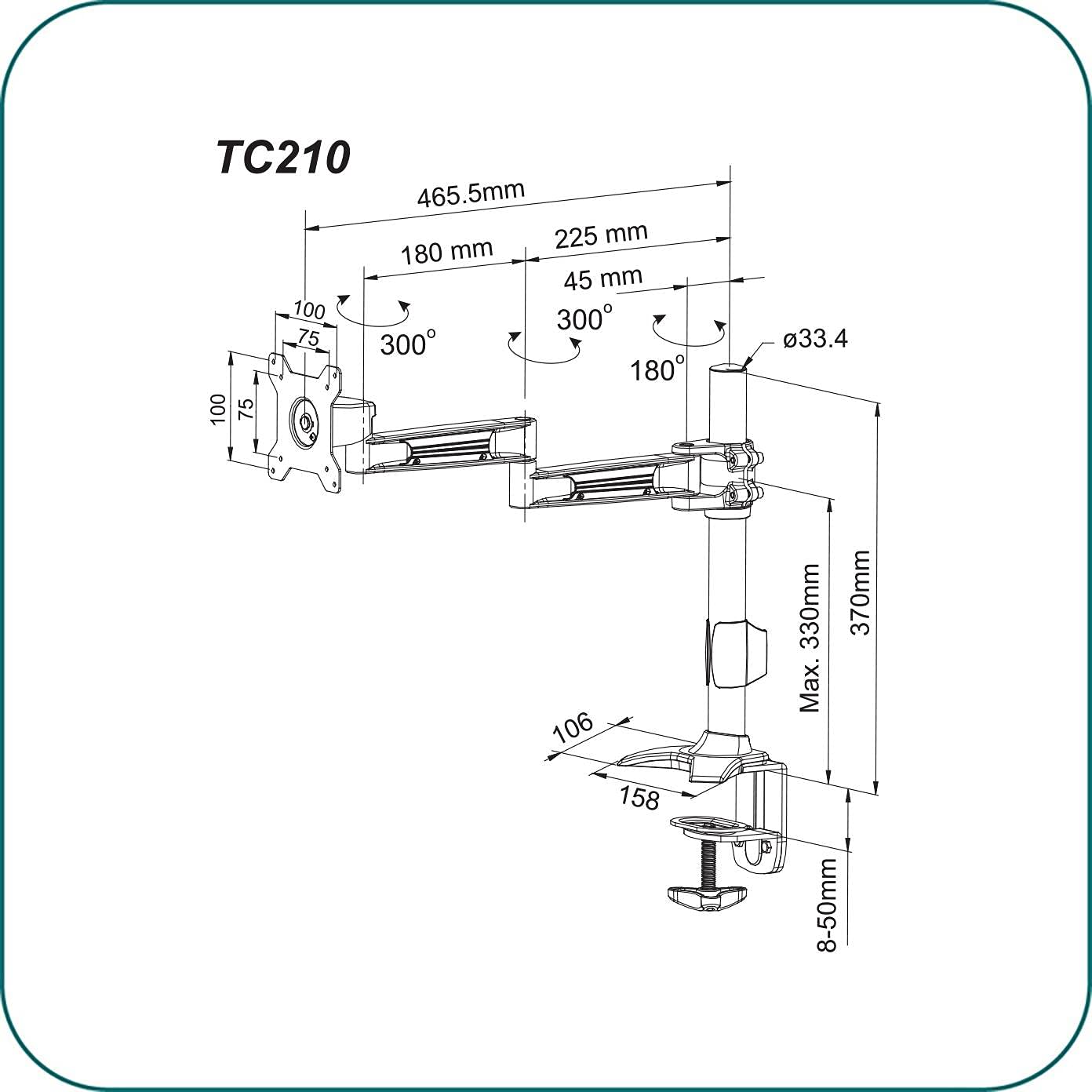 AAVARA Bras à pincer TC210 - 1 écran