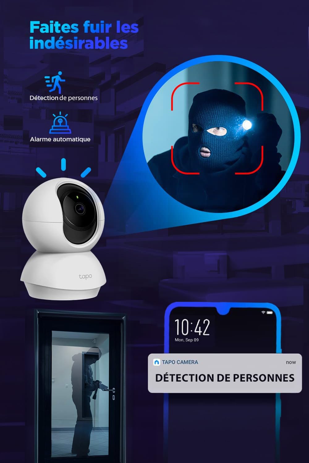 TP-LINK Tapo C210 Pan/Tilt Security WiFi Camera 3MP 2.4GHz Horizontal 360 microSD slot FFS Night vision