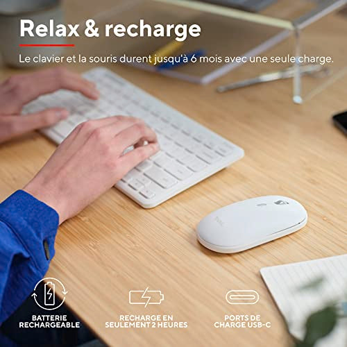 TRUST Pack clavier & souris sans fil LYRA Bluetooth - blanc (FR)