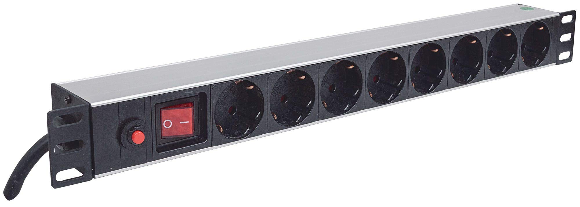 Intellinet 713986 unité de distribution d'énergie 8 sortie(s) CA 1U Aluminium, Noir