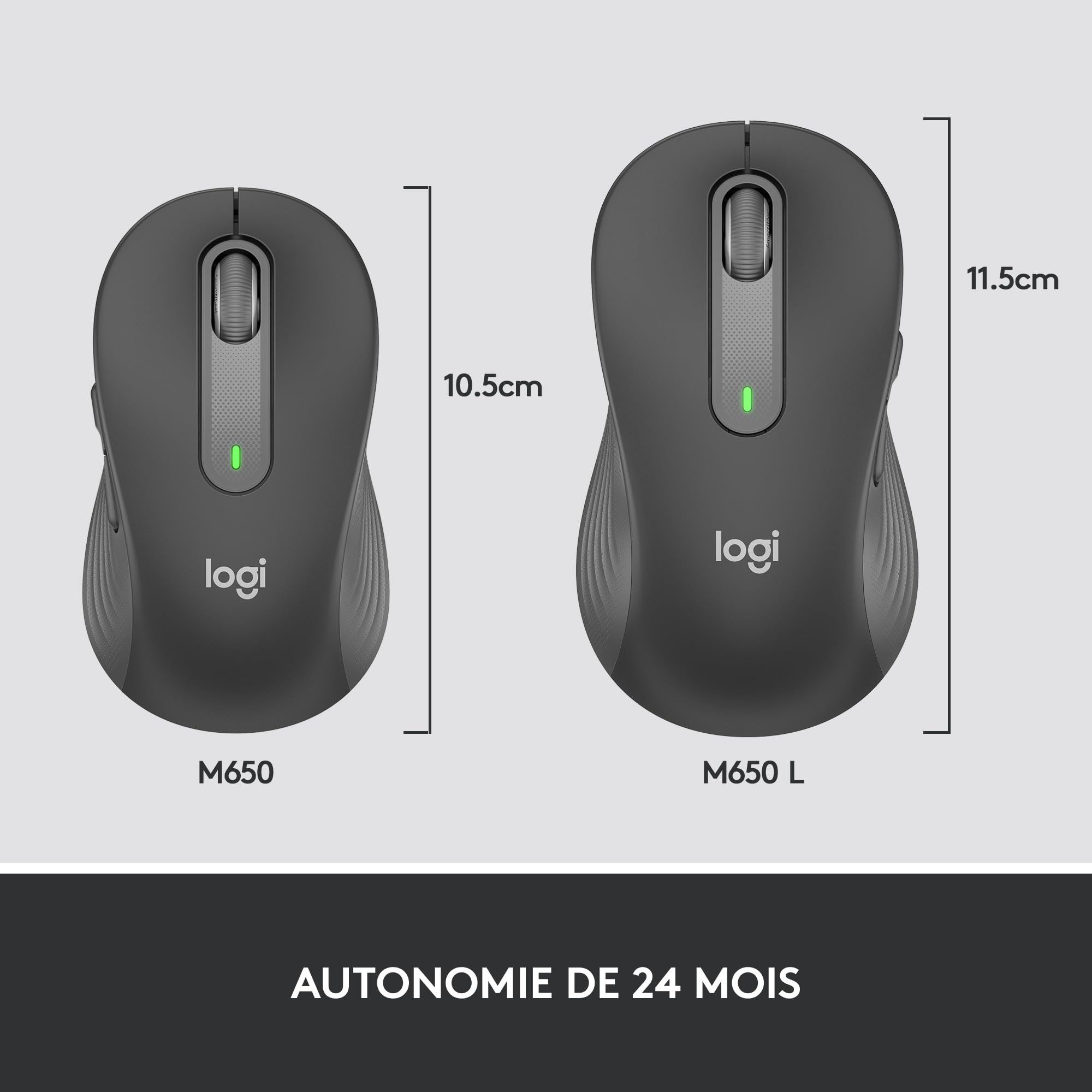 LOGITECH Signature M650 for Business Mouse optical 5 buttons wireless Bluetooth 2.4 GHz Bolt USB receiver graphite