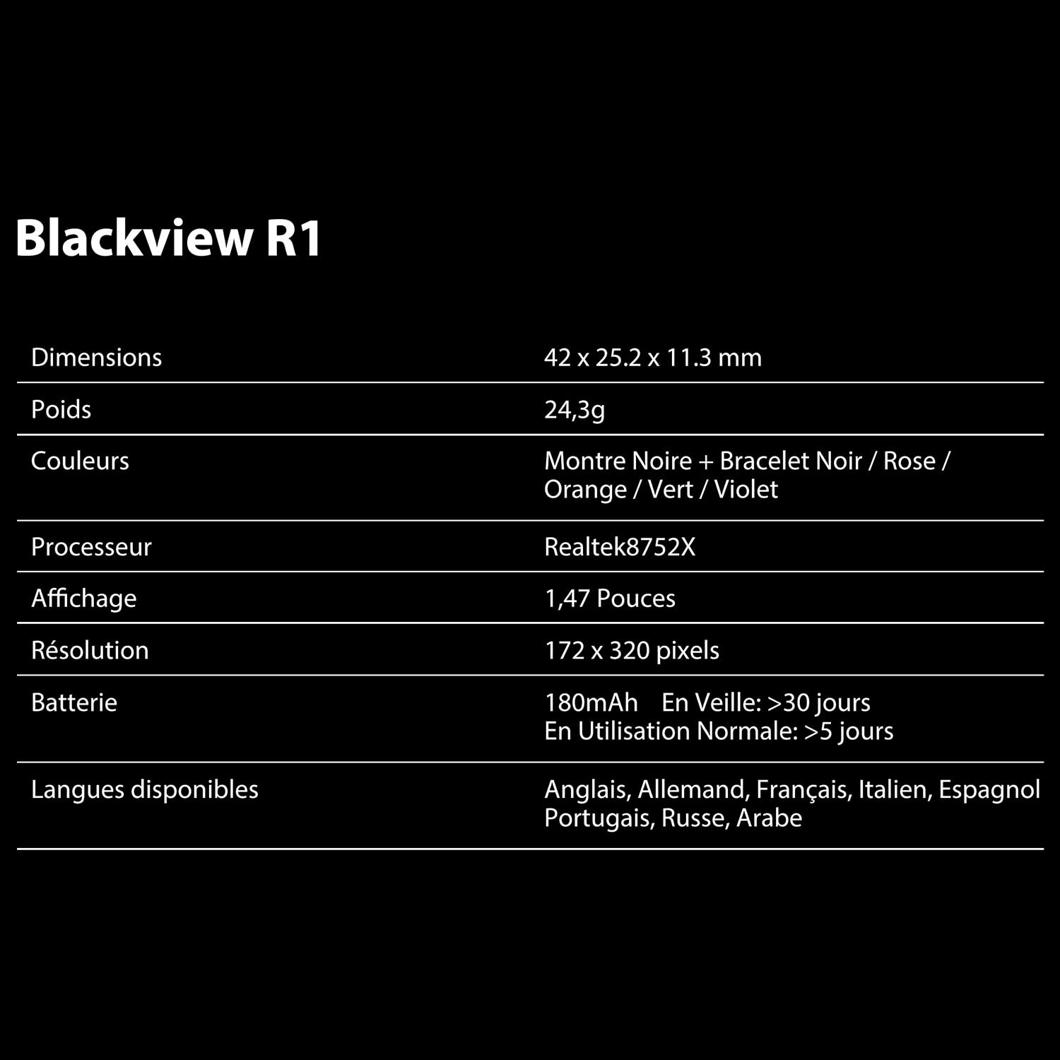Blackview R1 (Montre Connectée - 1.47'') Rose