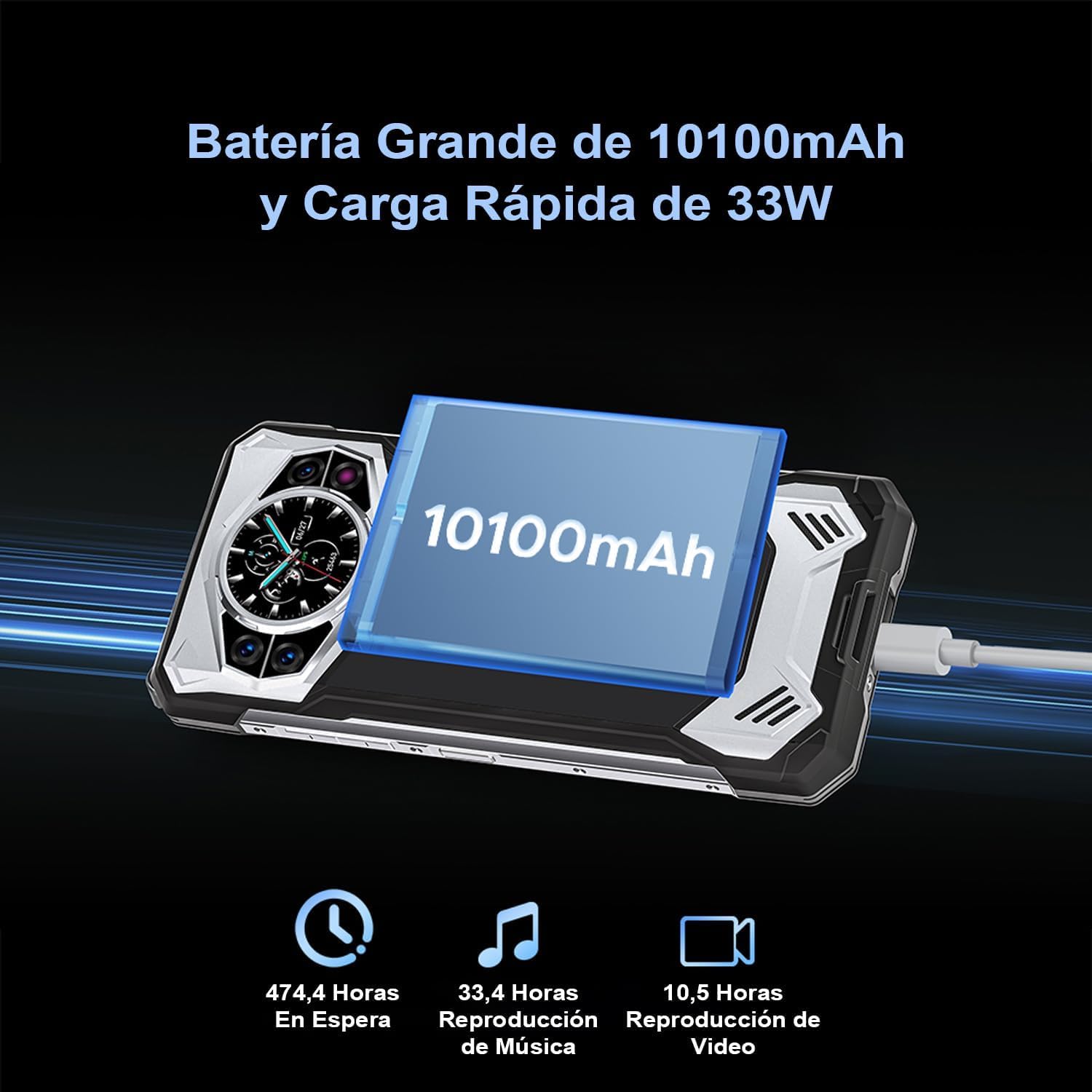 Doogee S200 5G (NFC - 6.72'', 256 Go, 12 Go RAM - 10 100 mAh) Gris