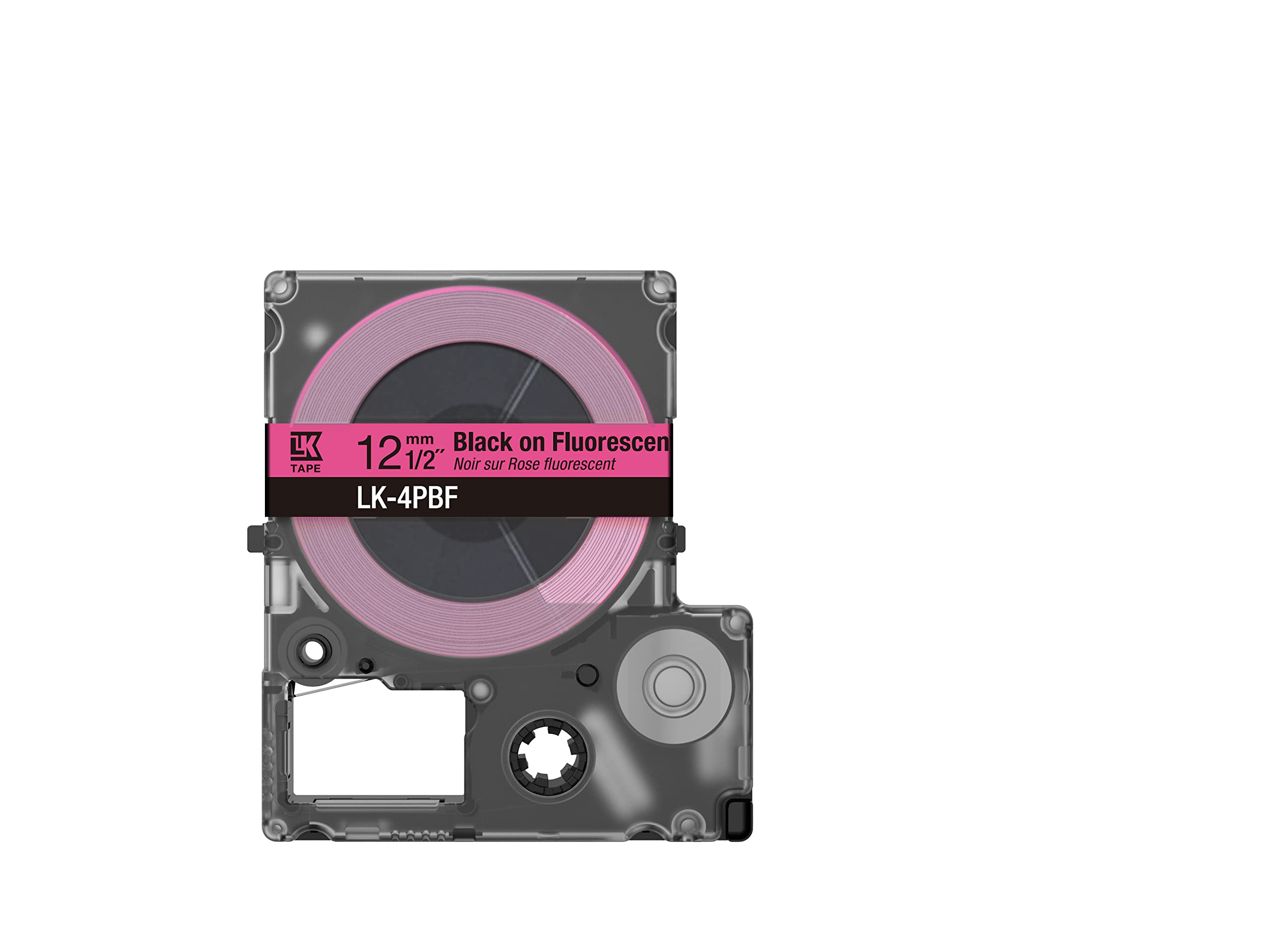 EPSON Colour Tape Fluorescent Pink/Black 12mm 5m LK-4PBF