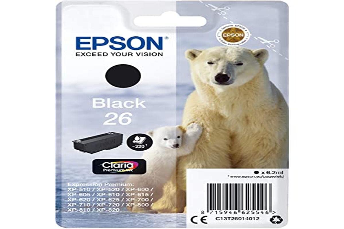 EPSON 4LB 26 ink cartridge black standard capacity 6.2ml 220 pages 1-pack RF-AM blister w/s