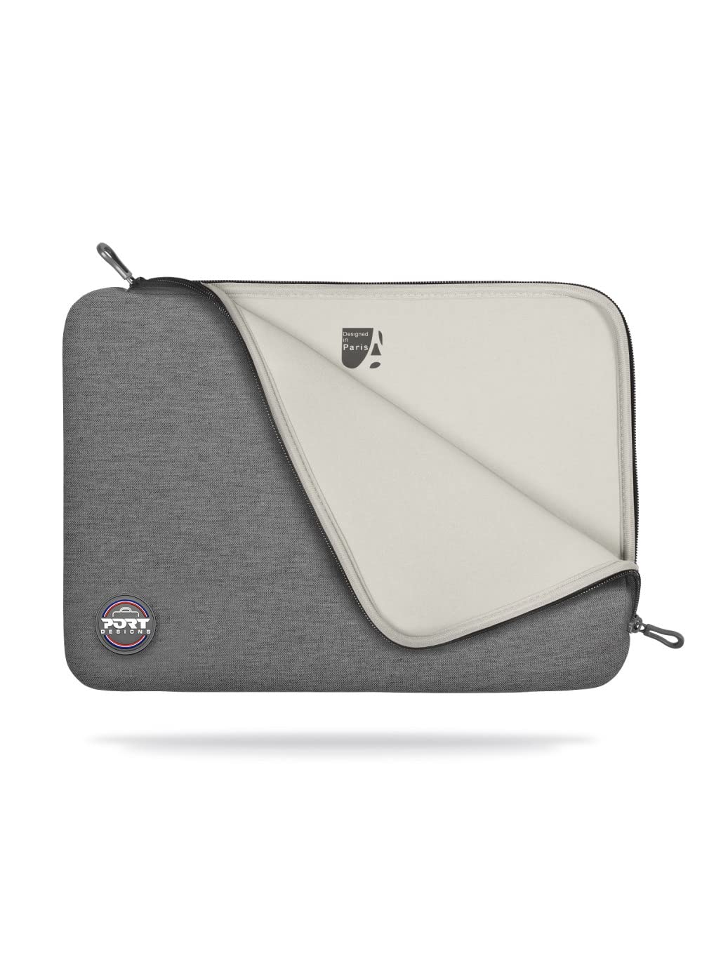 PORT DESIGNS Trendy Cotton Neoprene Laptop Sleeve 15.6p L-shaped opening for easy access Stretchy cotton neoprene material Grey