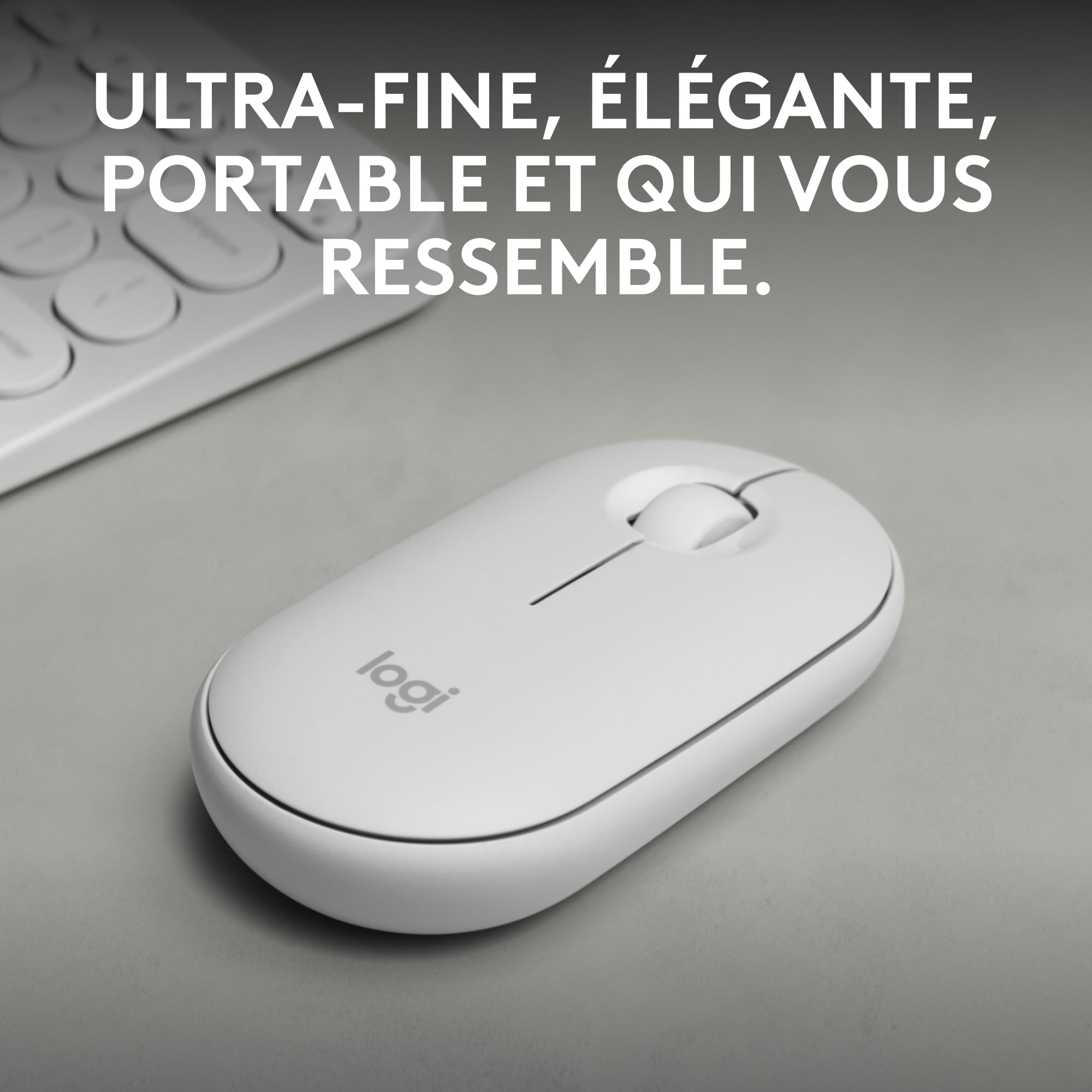 LOGITECH Pebble Mouse 2 M350s Mouse optical 3 buttons wireless Bluetooth 5.2 LE tonal white