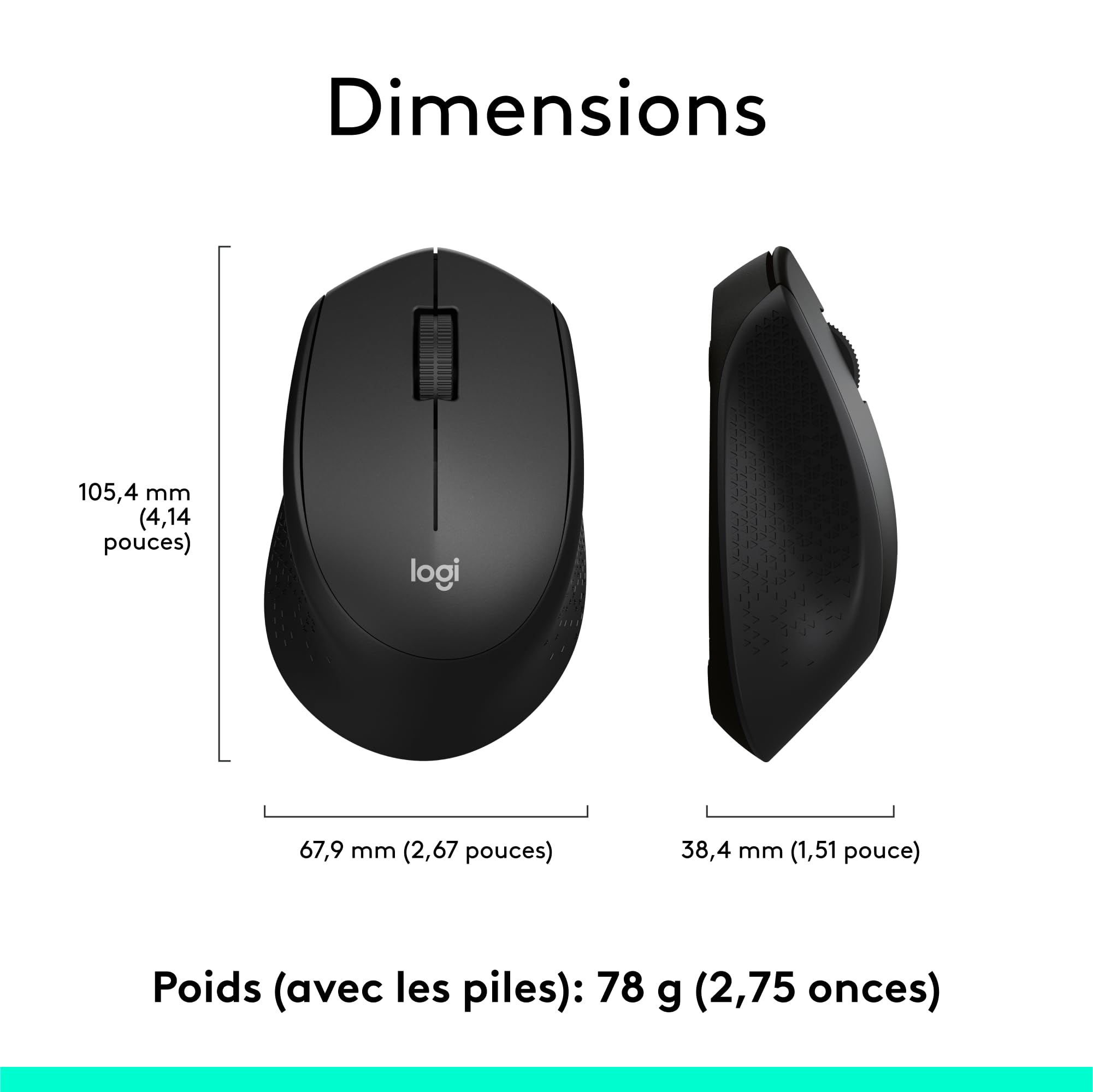 LOGITECH M280 Mouse right-handed optical 3 buttons wireless 2.4 GHz USB wireless receiver black
