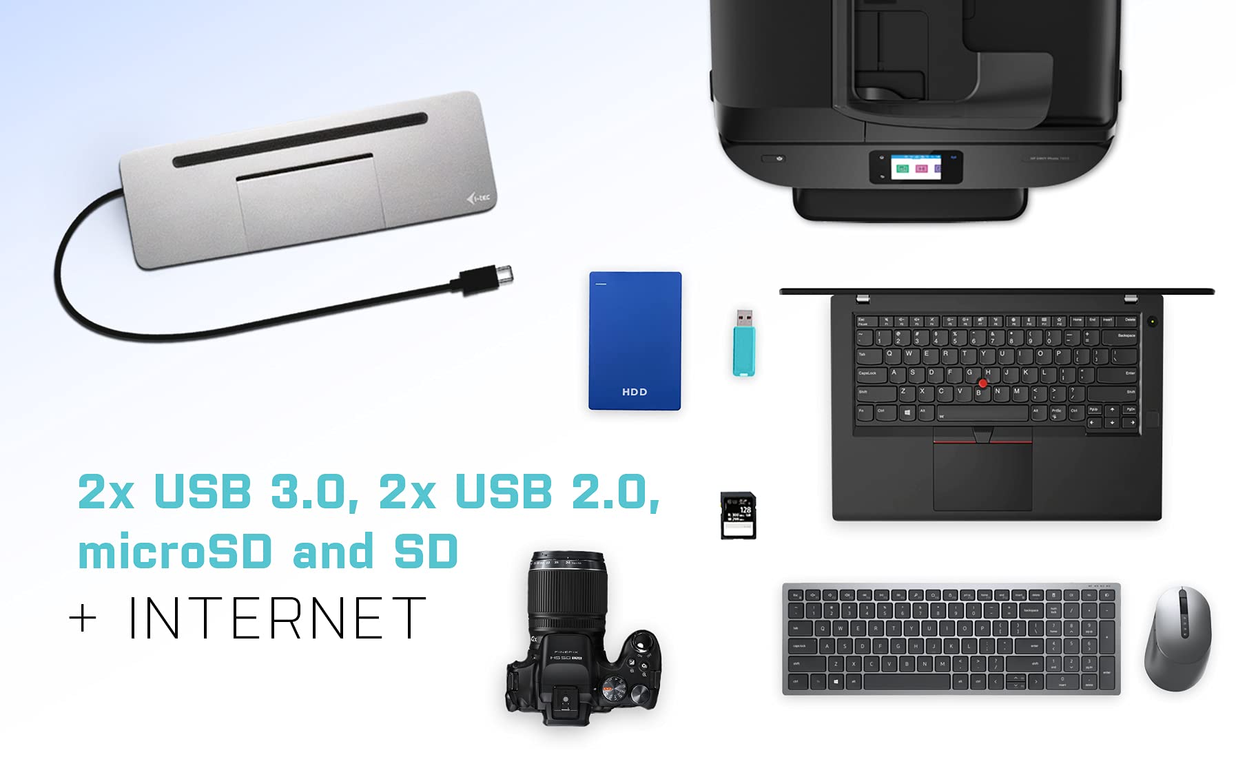 I-TEC USB-C Metal 4K 3xDisplay DS 1xHDMI 1xVGA 1xDP 1xSD+1xmicroSD Cardreader 1xGLAN 1x3.5mm Audio 2xUSB 3.0 2xUSB 2.0 1xUSB-C PD