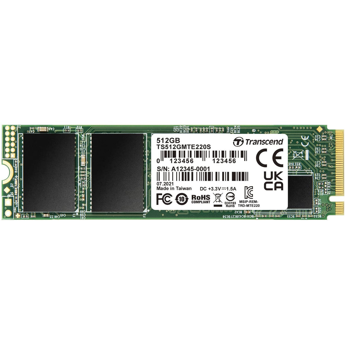 TRANSCEND 512Go M.2 2280 PCIe Gen3x4 M-Key puce 3D TLC avec Dram