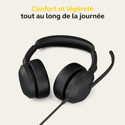 Jabra 25089-999-999 Evolve2 50 USB-A MS Casque Stéréo Noir Sans Fil et Filaire
