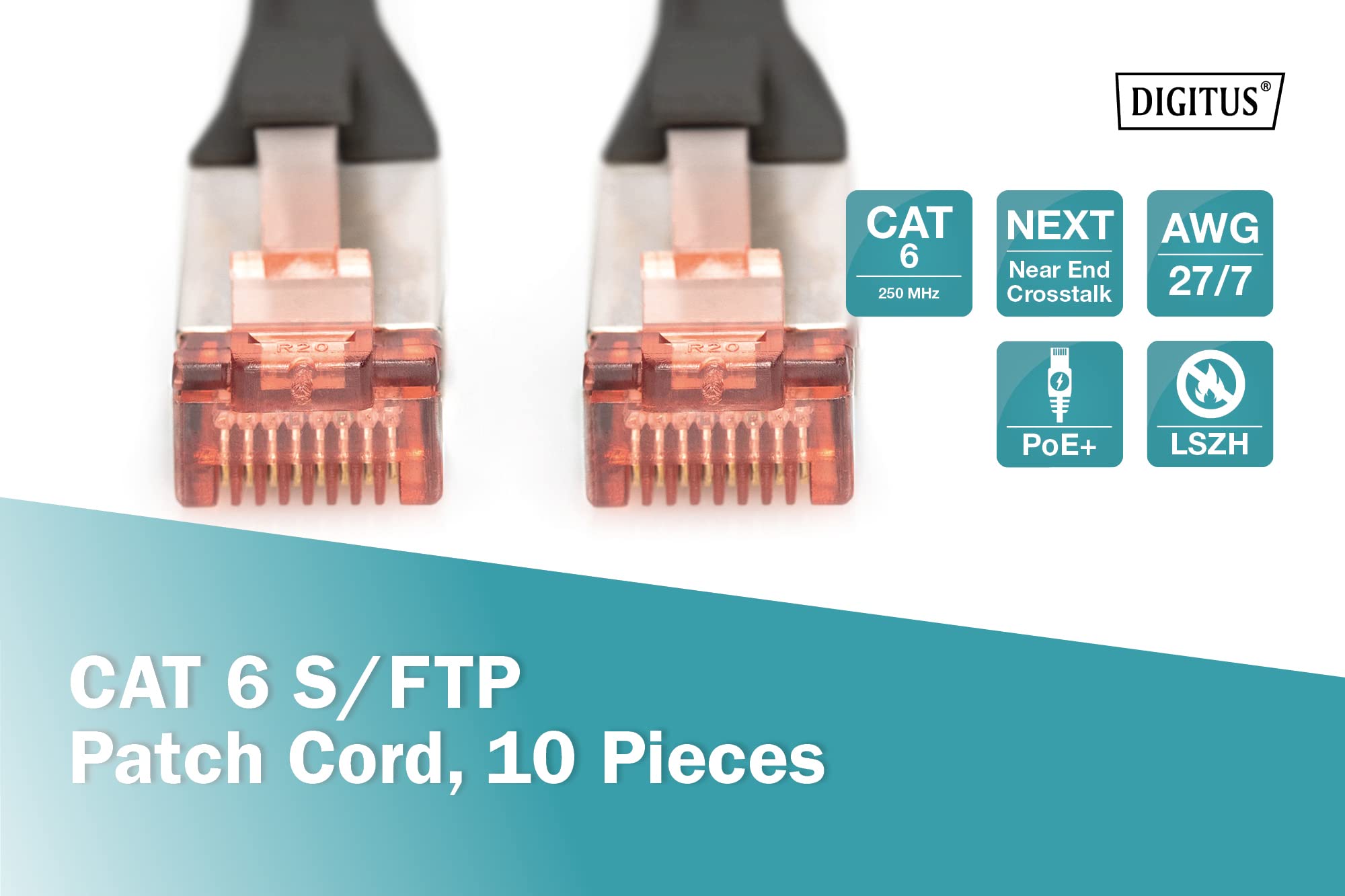 Digitus DK-1644-005-BL-10 câble de réseau Noir 0,5 m Cat6 S/FTP (S-STP)