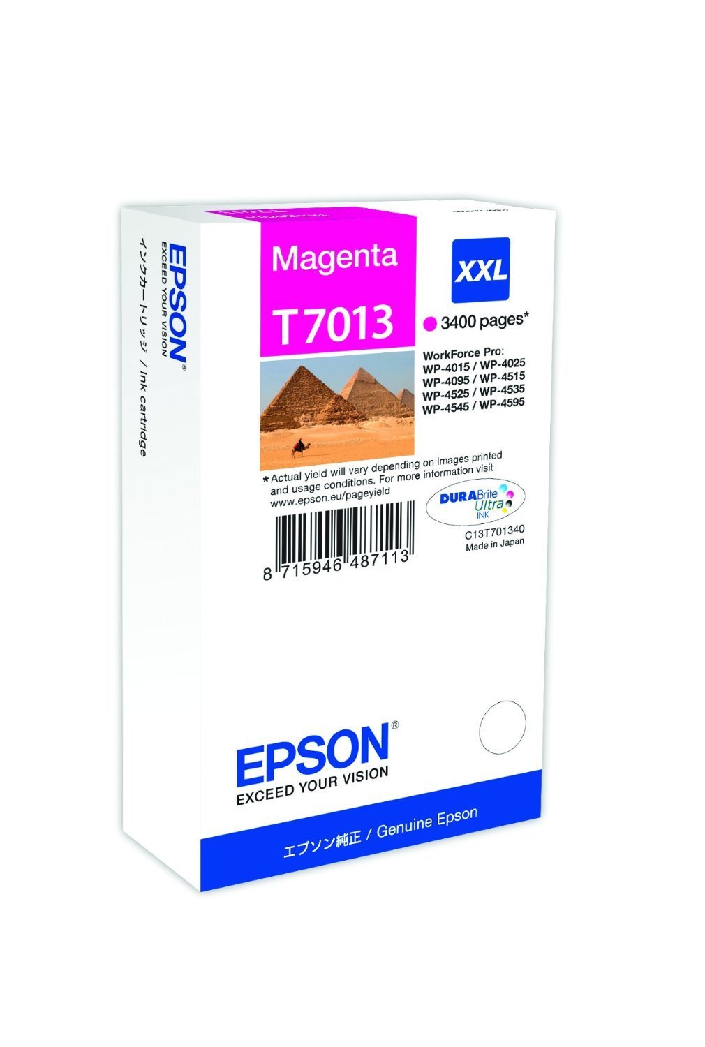 EPSON 1LB WP4000/4500 ink cartridge magenta extra high capacity 3.400 pages 1-pack blister without alarm