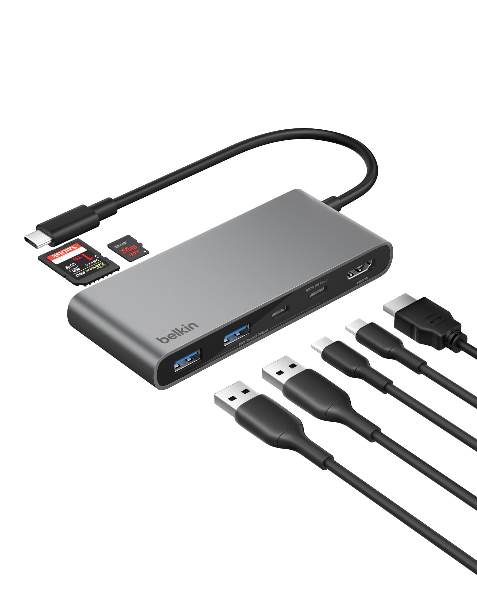 BELKIN Connect 7-in-1 USB-C Hub with Dual USB-C Ports - Silver