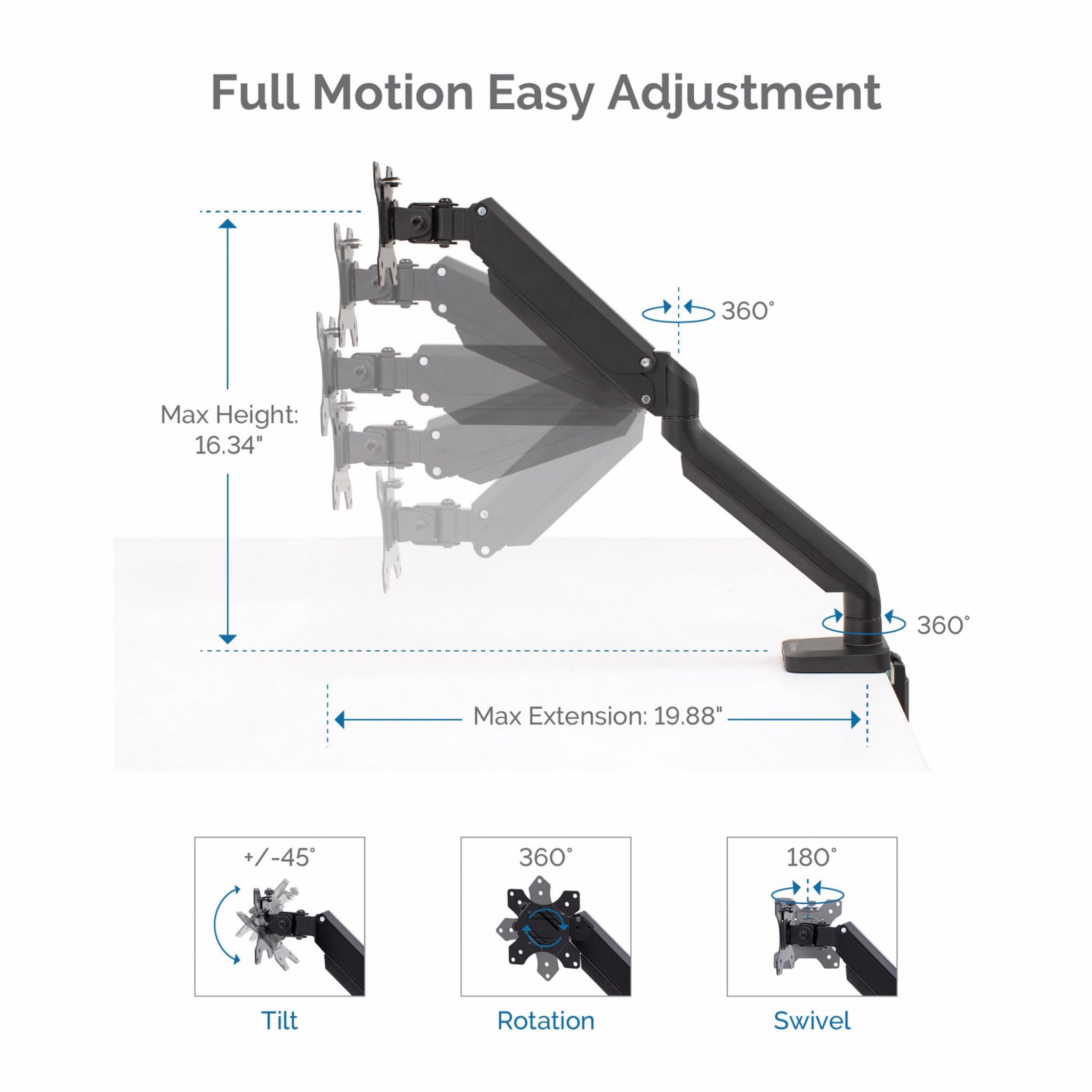 FELLOWES PLATINUM SERIES SINGLE MONITOR ARM