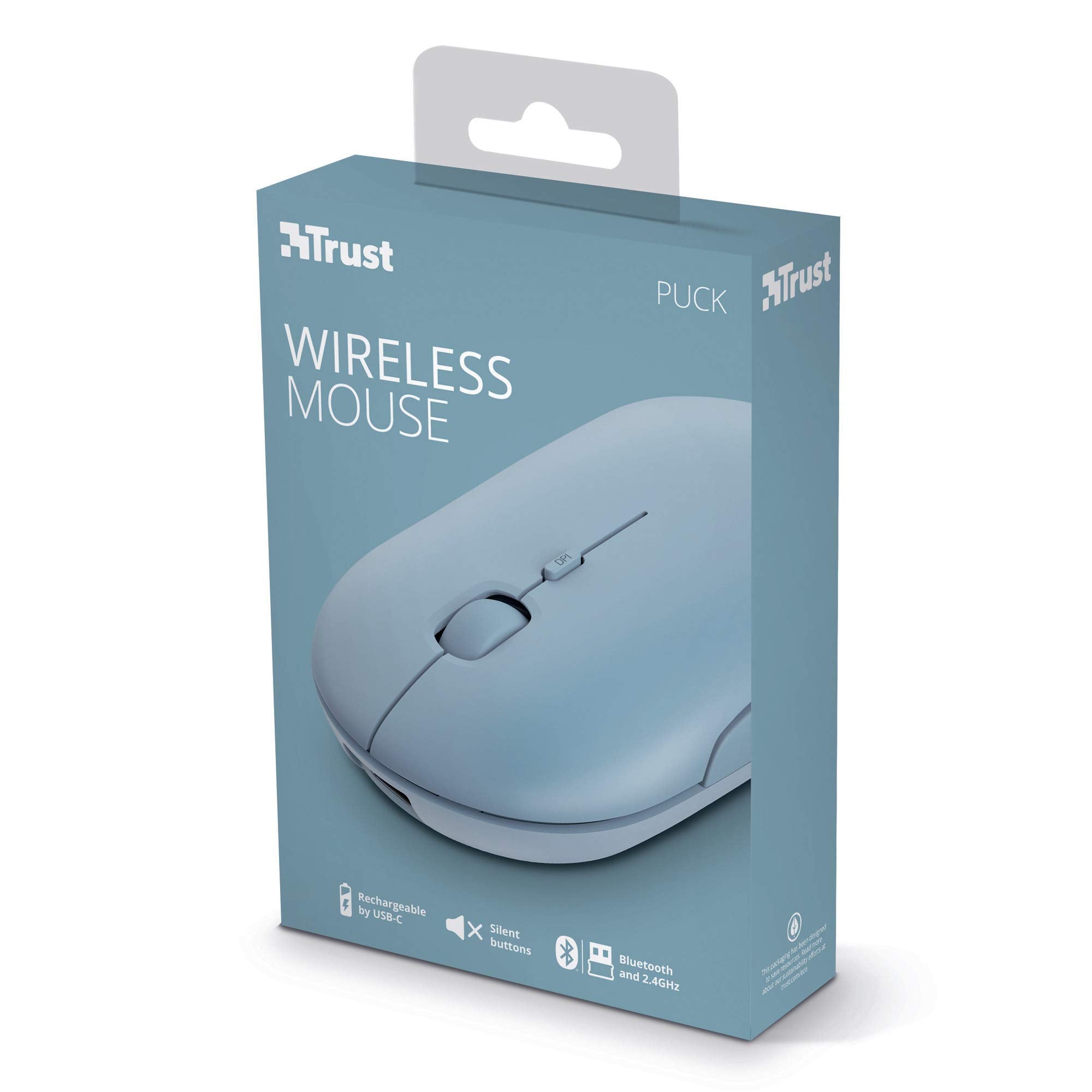 TRUST Souris sans fil PUCK Ultra-plate rechargeable - Bleue
