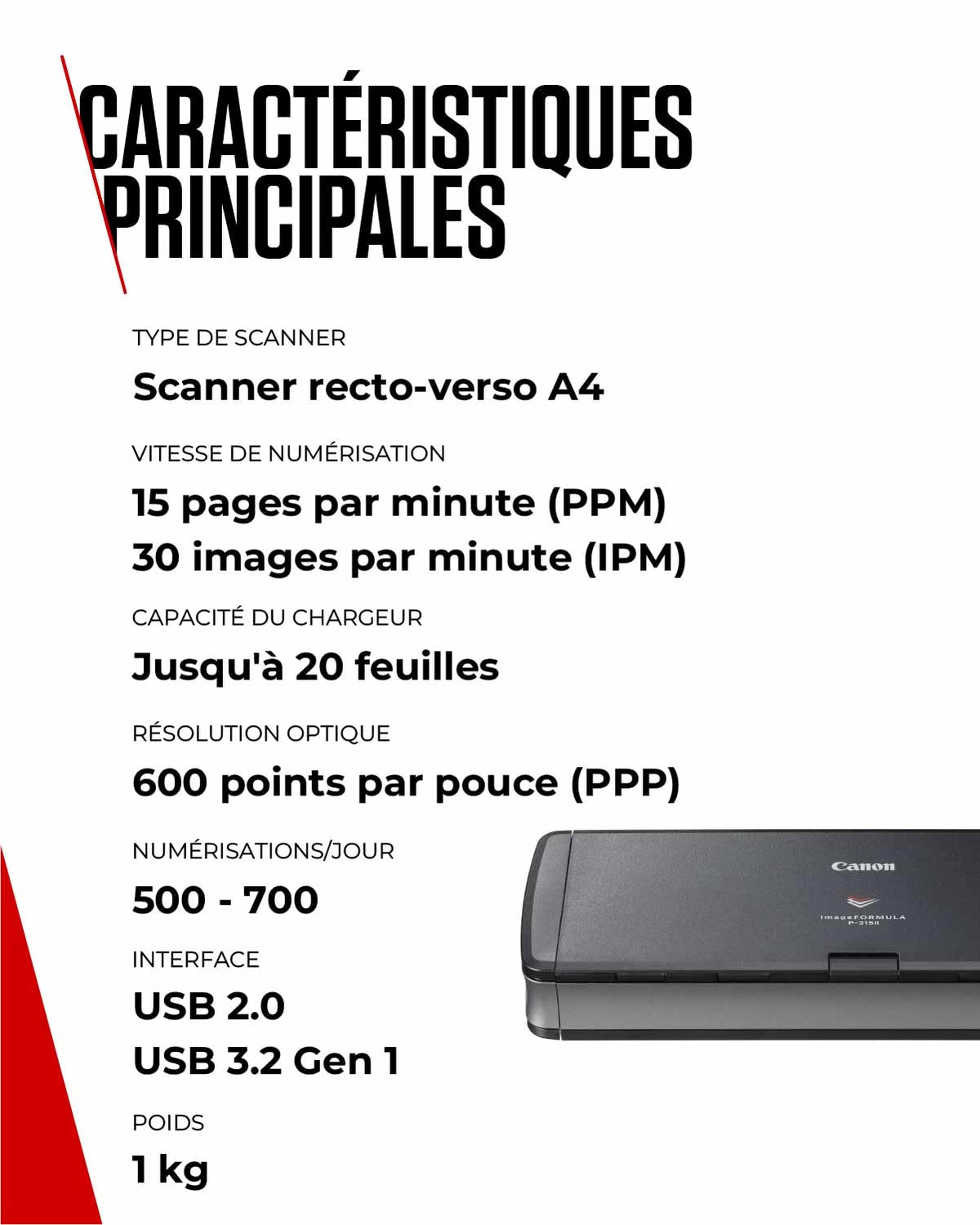 Bundle CANON 4X P-215II Document Scanner A4