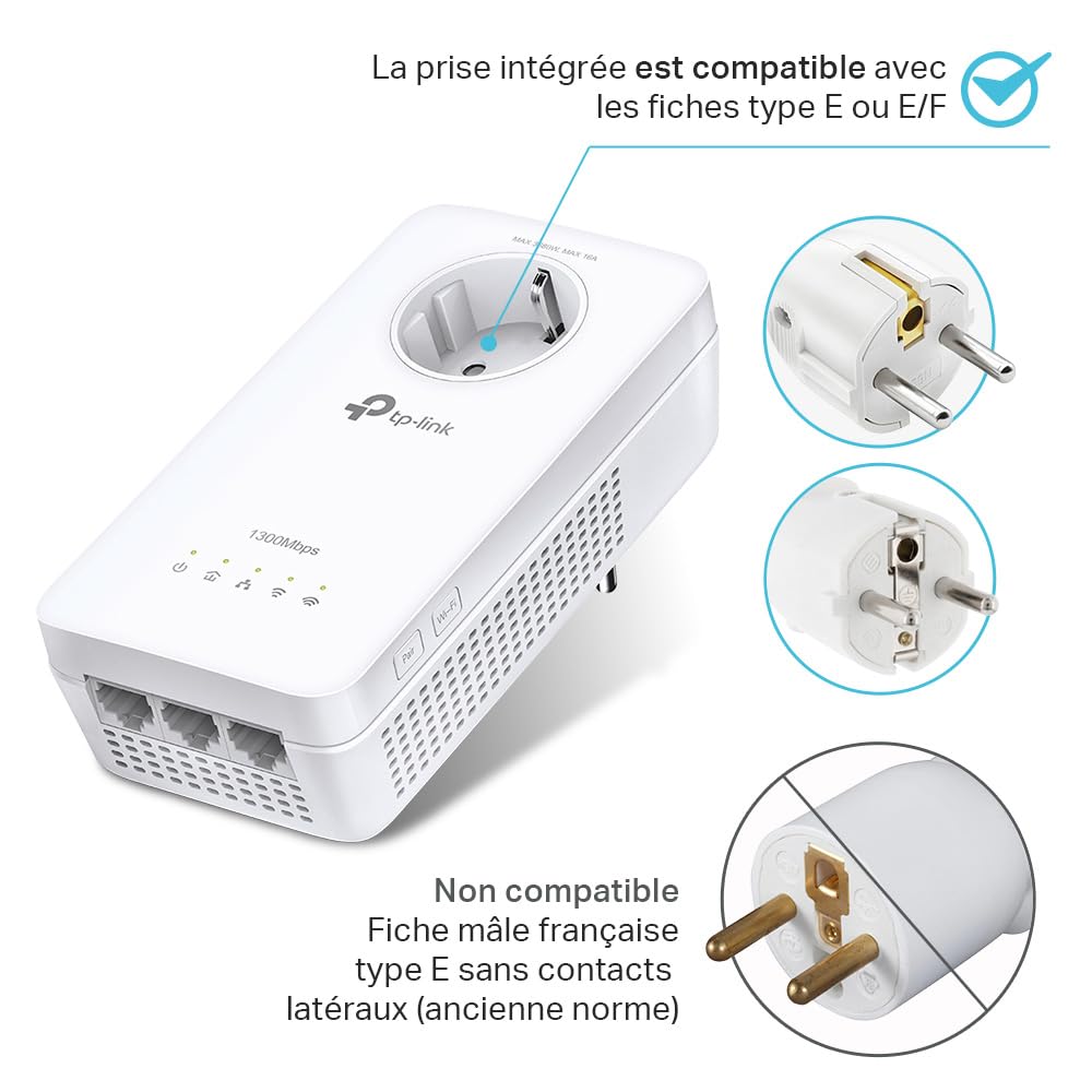 TP-Link TL-WPA8631P Adaptateur réseau CPL 300 Mbit/s Ethernet/LAN Wifi Blanc 1 piece(s)