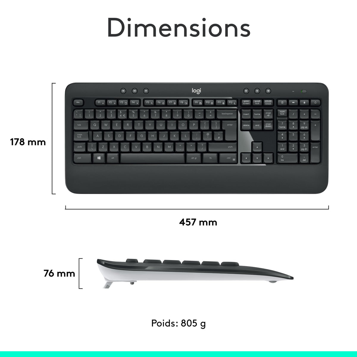 LOGITECH MK540 ADVANCED Wireless Keyboard and Mouse Combo - FRA - CENTRAL
