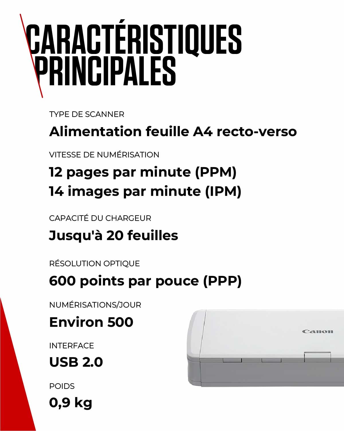 CANON imageFORMULA R10 A4 Document Scanner USB 20sheet ADF 12ppm mono 9ppm color