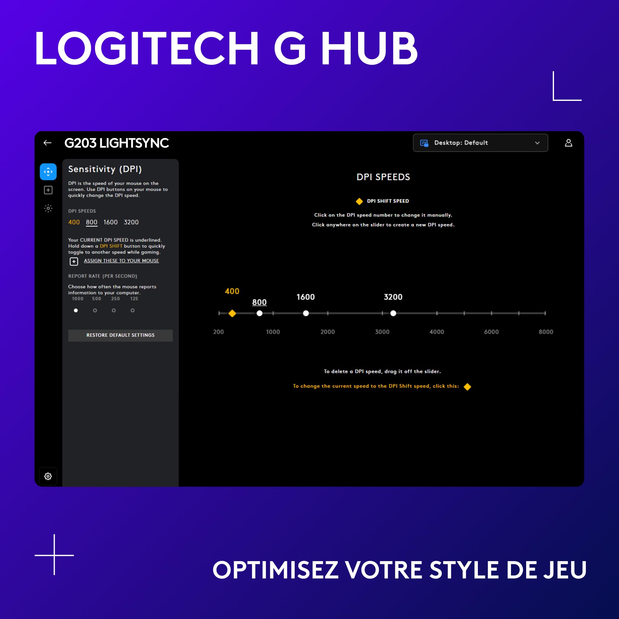 LOGITECH Gaming Mouse G203 LIGHTSYNC Mouse optical 6 buttons wired USB lilac for Komplett Epic Gaming PC a125