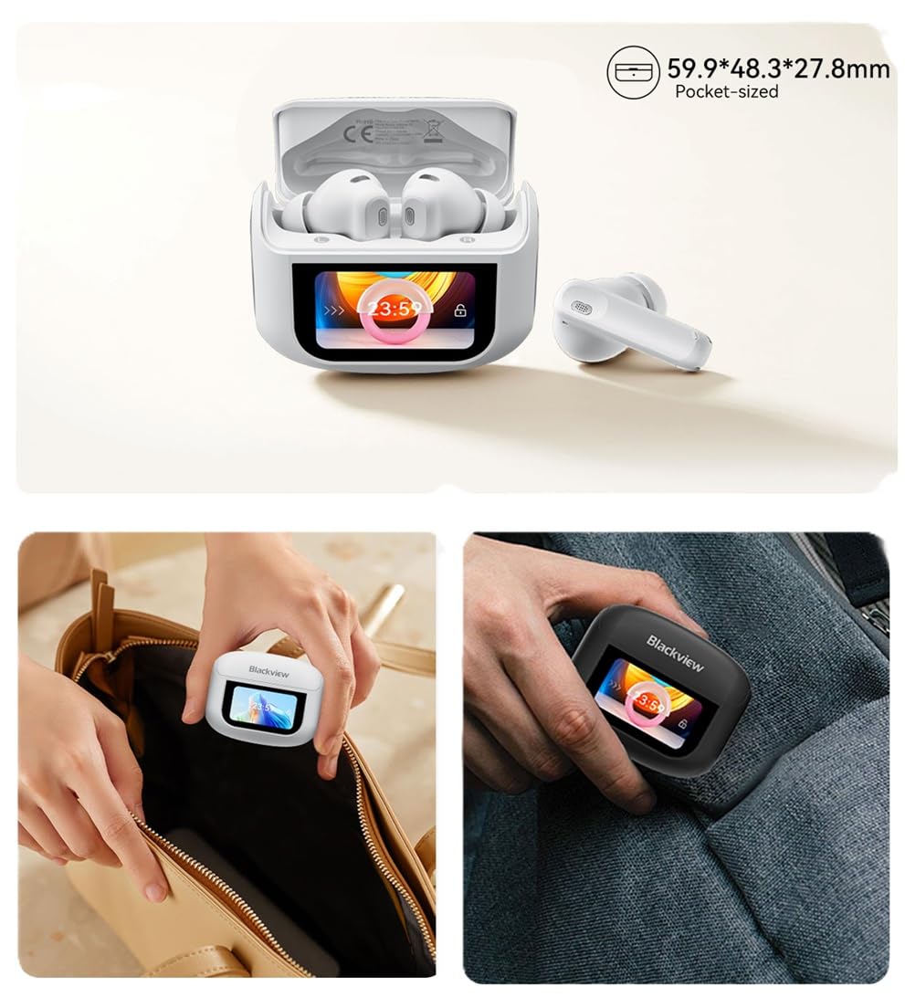 Blackview Airbuds 12 (Ã‰cran d'Affichage Tactile - Bluetooth 5.4) Blanc