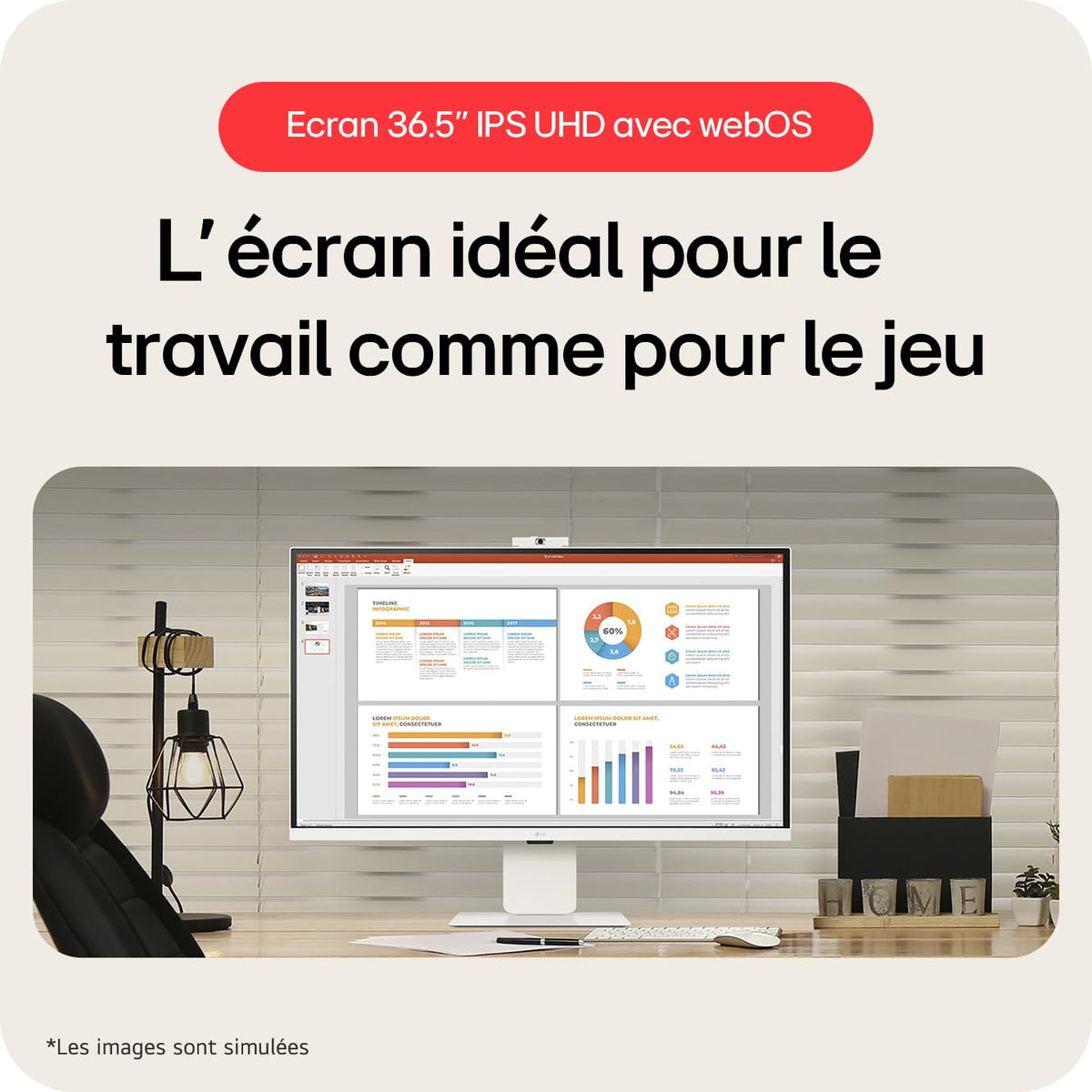 LG - Ecran LCD - 32p - 3840x2160 4K 60 Hz - IPS - 5 ms - Inclinable - Hauteur réglable - Pivotant - Garantie 3 ans